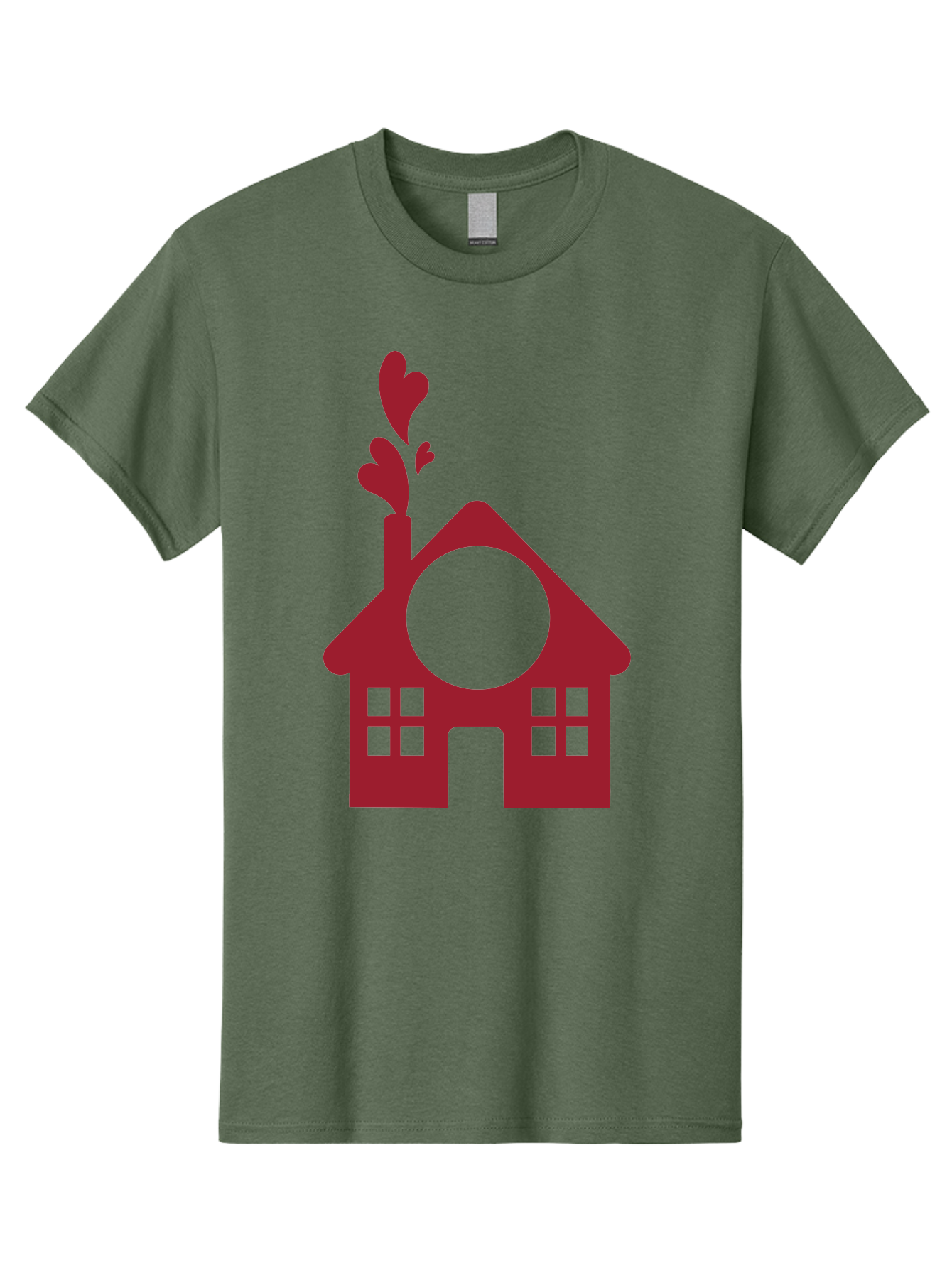 Love-Home Men'S Graphic Tee, 100% Cotton, Comfortable Casual Summer Wear, Machine Washable, Cozy Home, Red House, Heart Shaped Leaves, Chimney With Hearts, Simple Home Design, Modern House Illustration, Love Symbol, Heartwarming Home, Aac974