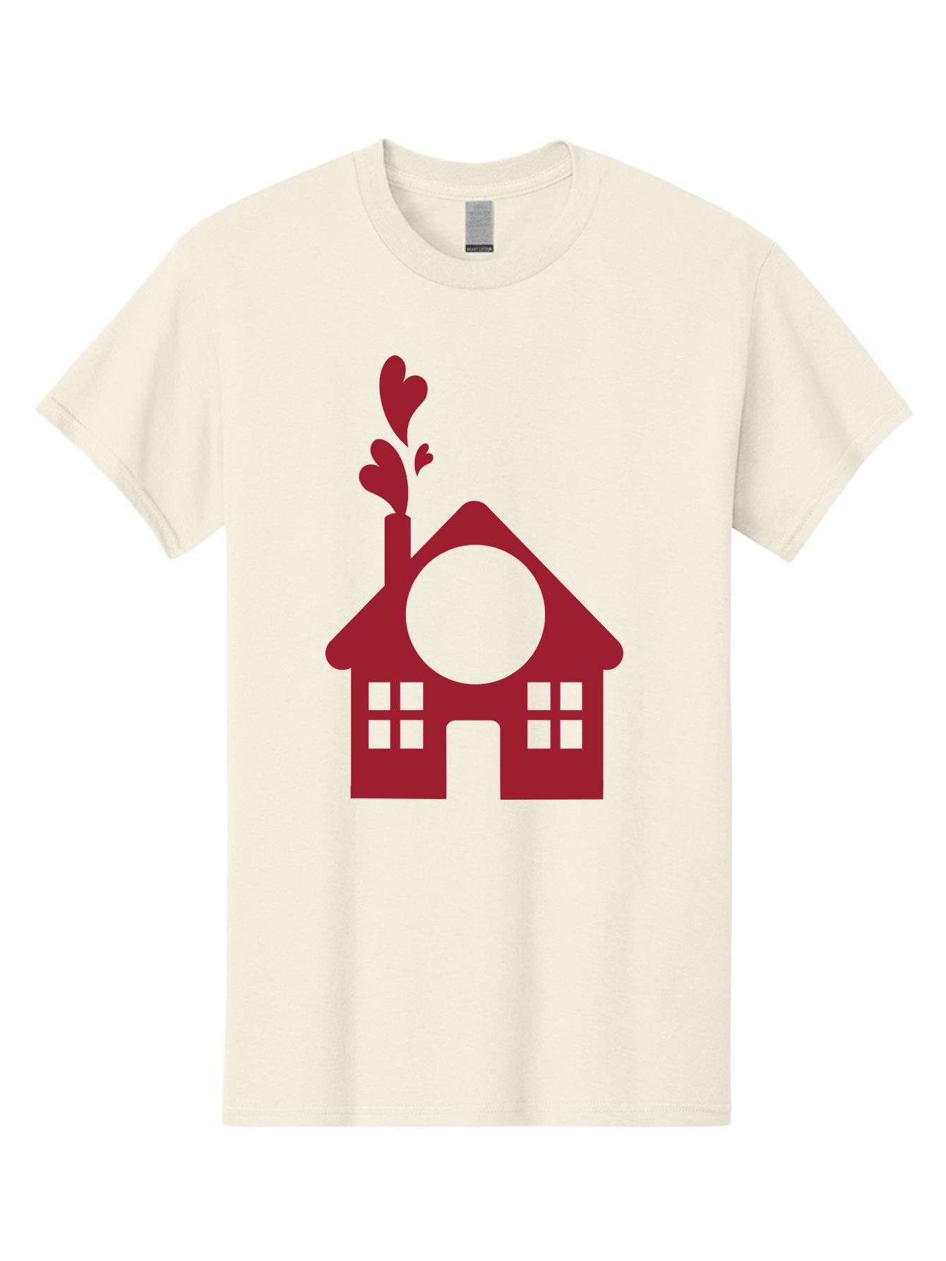 Love-Home Men'S Graphic Tee, 100% Cotton, Comfortable Casual Summer Wear, Machine Washable, Cozy Home, Red House, Heart Shaped Leaves, Chimney With Hearts, Simple Home Design, Modern House Illustration, Love Symbol, Heartwarming Home, Aac974