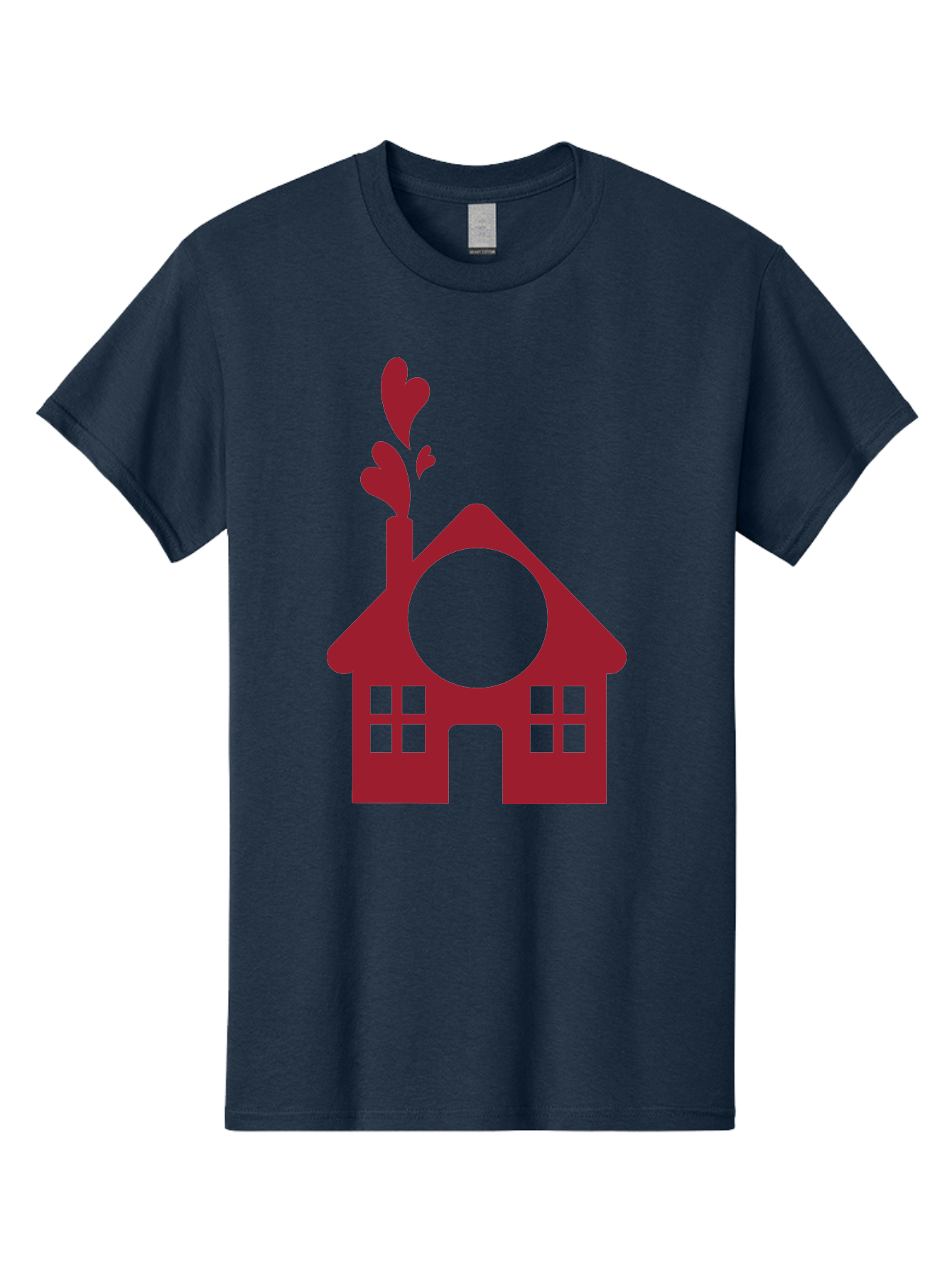 Love-Home Men'S Graphic Tee, 100% Cotton, Comfortable Casual Summer Wear, Machine Washable, Cozy Home, Red House, Heart Shaped Leaves, Chimney With Hearts, Simple Home Design, Modern House Illustration, Love Symbol, Heartwarming Home, Aac974