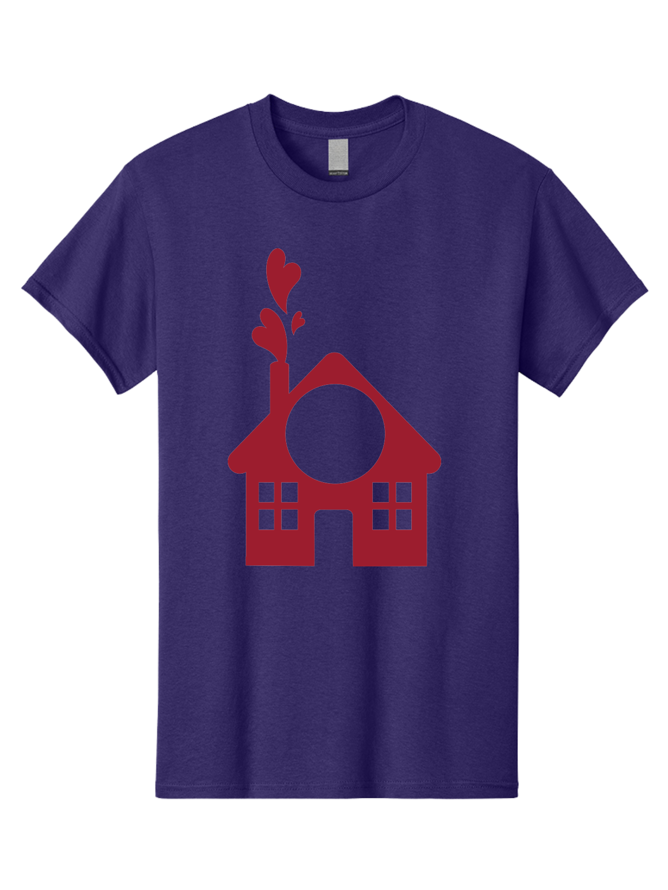 Love-Home Men'S Graphic Tee, 100% Cotton, Comfortable Casual Summer Wear, Machine Washable, Cozy Home, Red House, Heart Shaped Leaves, Chimney With Hearts, Simple Home Design, Modern House Illustration, Love Symbol, Heartwarming Home, Aac974