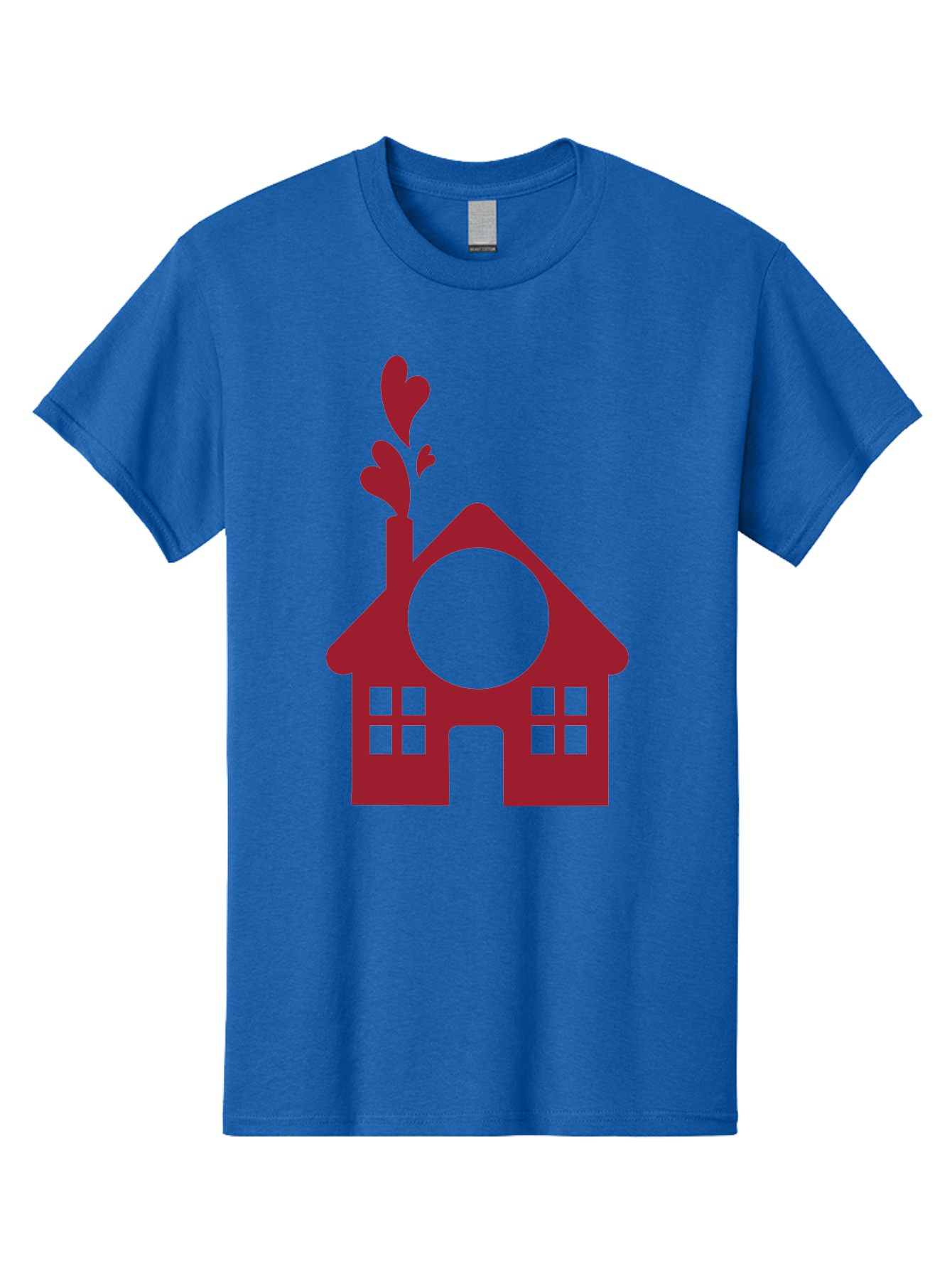 Love-Home Men'S Graphic Tee, 100% Cotton, Comfortable Casual Summer Wear, Machine Washable, Cozy Home, Red House, Heart Shaped Leaves, Chimney With Hearts, Simple Home Design, Modern House Illustration, Love Symbol, Heartwarming Home, Aac974