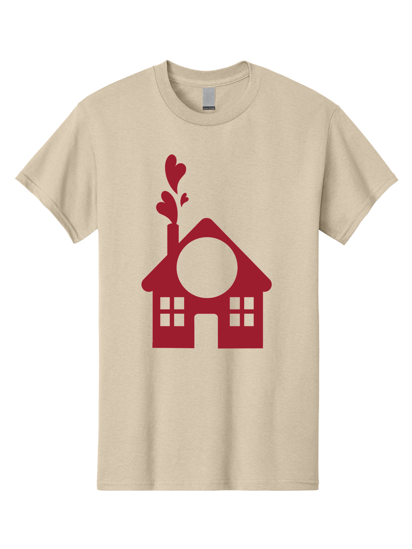 Love-Home Men'S Graphic Tee, 100% Cotton, Comfortable Casual Summer Wear, Machine Washable, Cozy Home, Red House, Heart Shaped Leaves, Chimney With Hearts, Simple Home Design, Modern House Illustration, Love Symbol, Heartwarming Home, Aac974