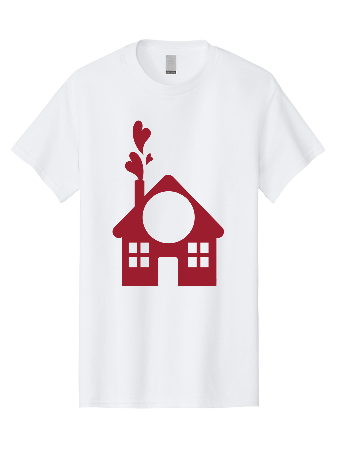 Love-Home Men'S Graphic Tee, 100% Cotton, Comfortable Casual Summer Wear, Machine Washable, Cozy Home, Red House, Heart Shaped Leaves, Chimney With Hearts, Simple Home Design, Modern House Illustration, Love Symbol, Heartwarming Home, Aac974