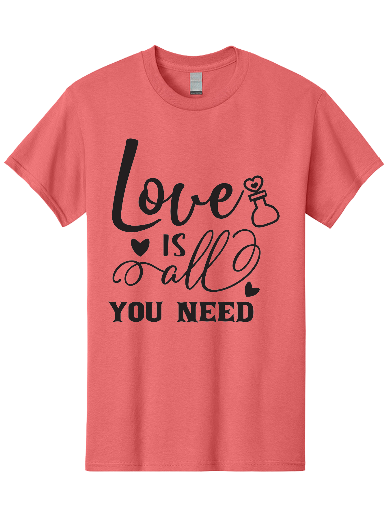 Love-Is-All-You-Need Men'S Graphic Tee, 100% Cotton, Comfortable Casual Summer Wear, Machine Washable, Love Quote, Inspirational Quote, Motivational Phrase, Heart Symbol, Love Potion, Romantic Message, Positive Affirmation, Aac975