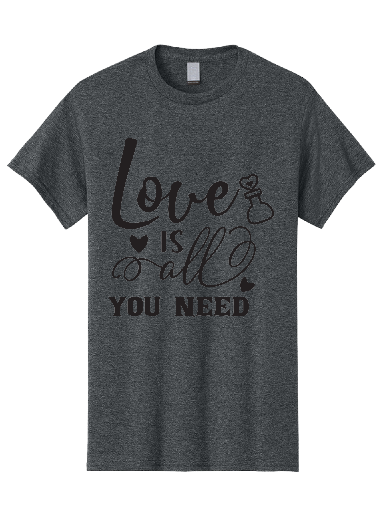 Love-Is-All-You-Need Men'S Graphic Tee, 100% Cotton, Comfortable Casual Summer Wear, Machine Washable, Love Quote, Inspirational Quote, Motivational Phrase, Heart Symbol, Love Potion, Romantic Message, Positive Affirmation, Aac975