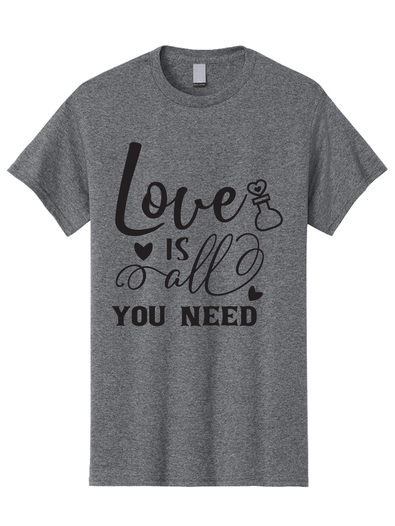 Love-Is-All-You-Need Men'S Graphic Tee, 100% Cotton, Comfortable Casual Summer Wear, Machine Washable, Love Quote, Inspirational Quote, Motivational Phrase, Heart Symbol, Love Potion, Romantic Message, Positive Affirmation, Aac975