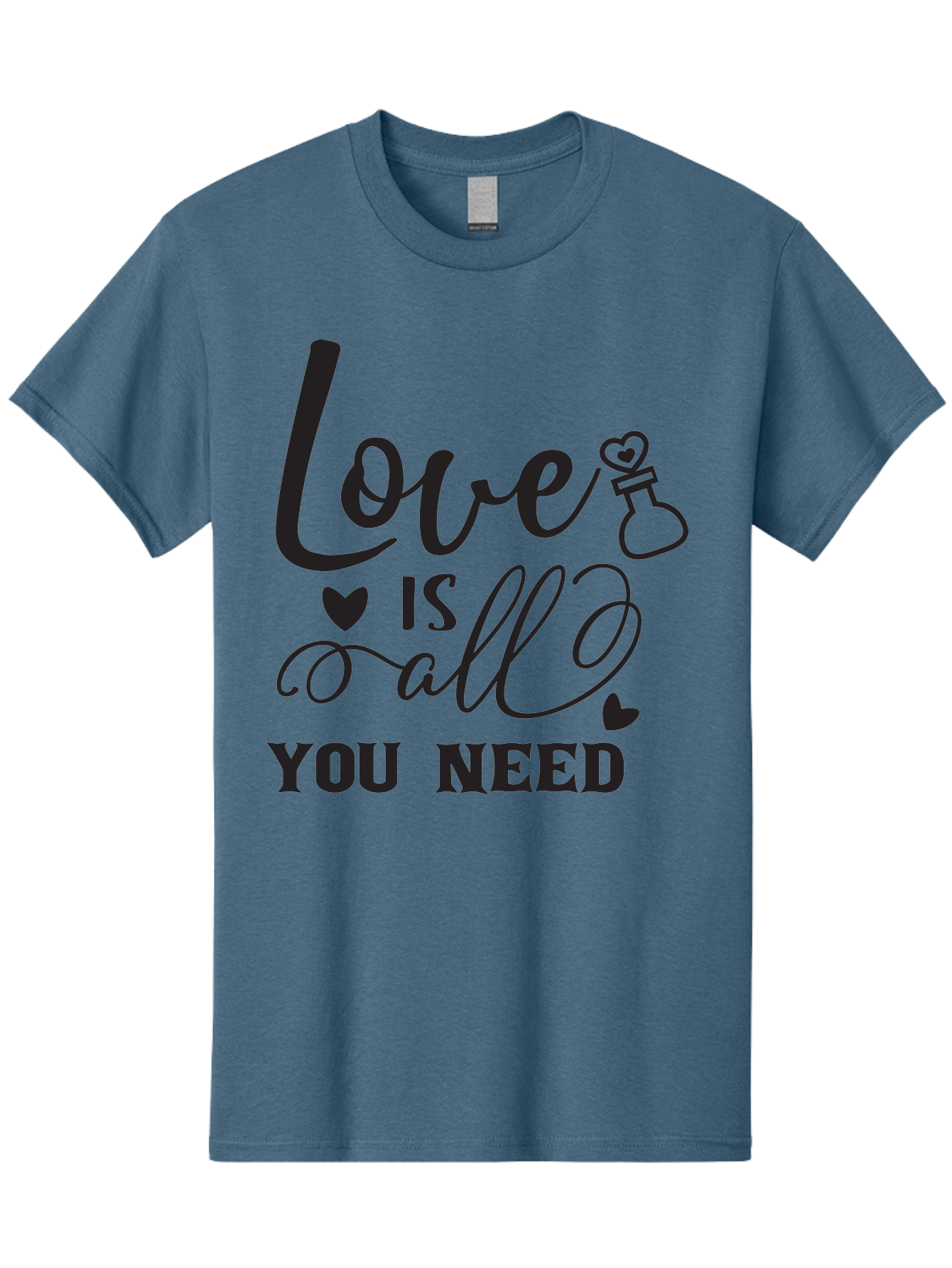 Love-Is-All-You-Need Men'S Graphic Tee, 100% Cotton, Comfortable Casual Summer Wear, Machine Washable, Love Quote, Inspirational Quote, Motivational Phrase, Heart Symbol, Love Potion, Romantic Message, Positive Affirmation, Aac975