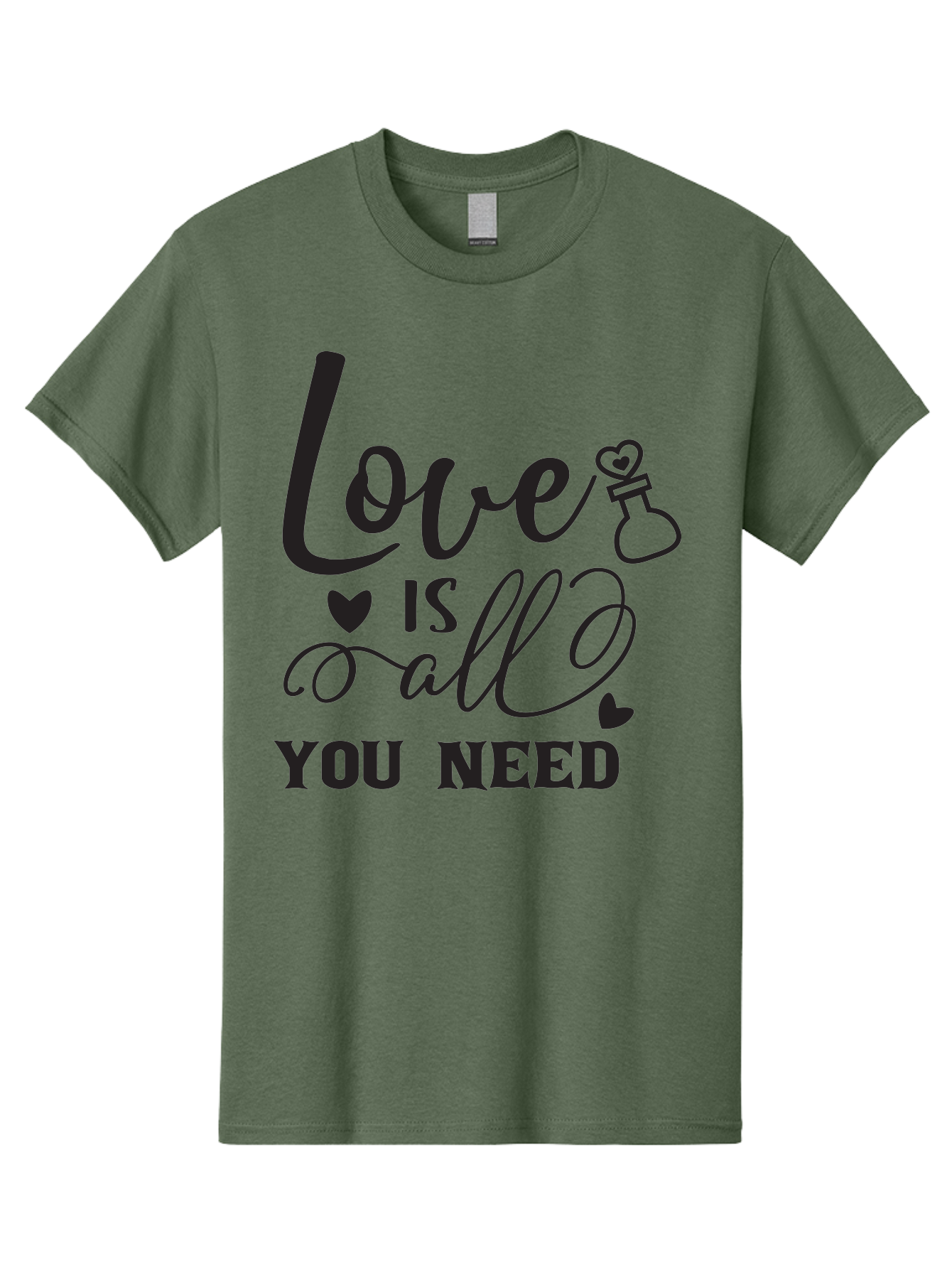 Love-Is-All-You-Need Men'S Graphic Tee, 100% Cotton, Comfortable Casual Summer Wear, Machine Washable, Love Quote, Inspirational Quote, Motivational Phrase, Heart Symbol, Love Potion, Romantic Message, Positive Affirmation, Aac975