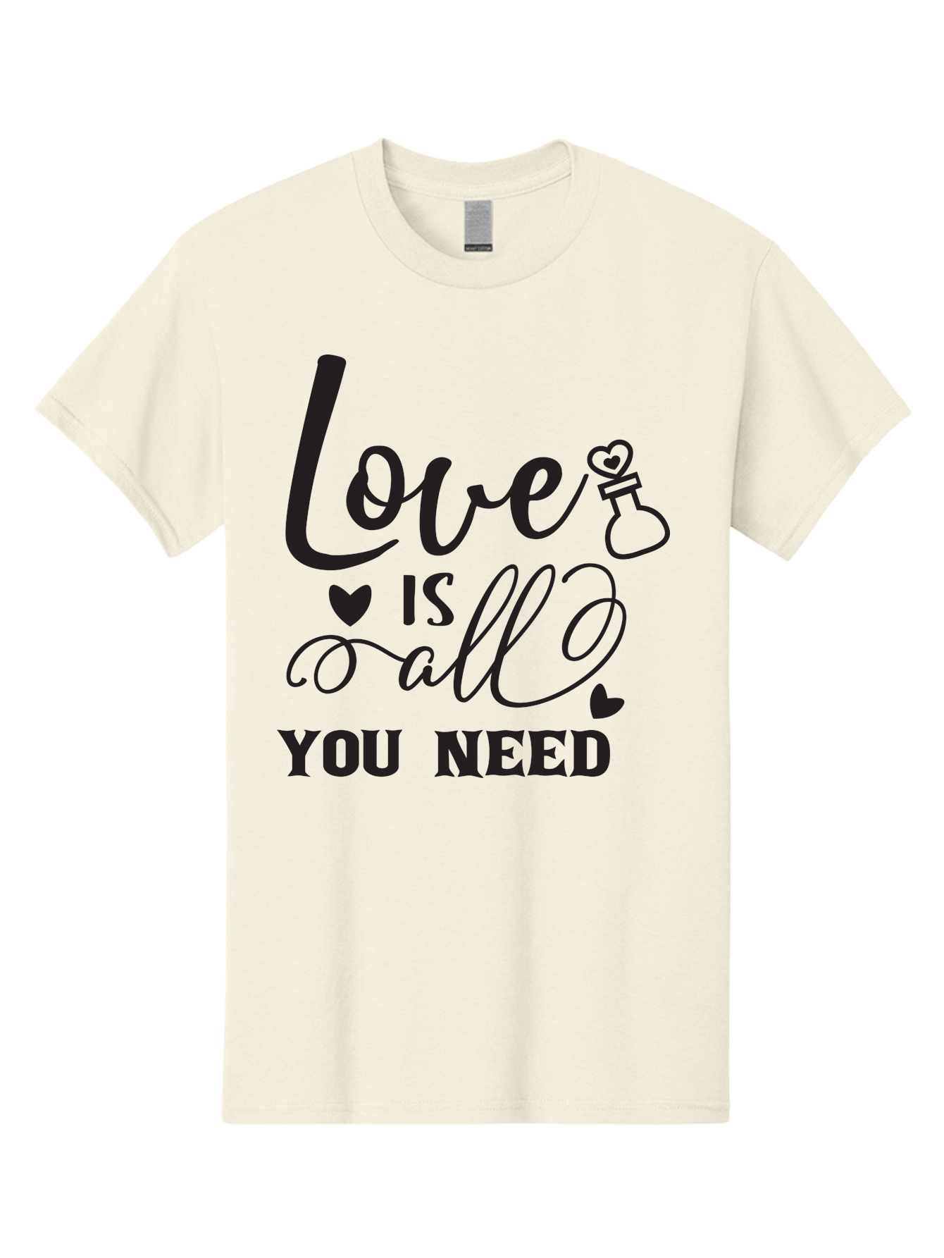 Love-Is-All-You-Need Men'S Graphic Tee, 100% Cotton, Comfortable Casual Summer Wear, Machine Washable, Love Quote, Inspirational Quote, Motivational Phrase, Heart Symbol, Love Potion, Romantic Message, Positive Affirmation, Aac975
