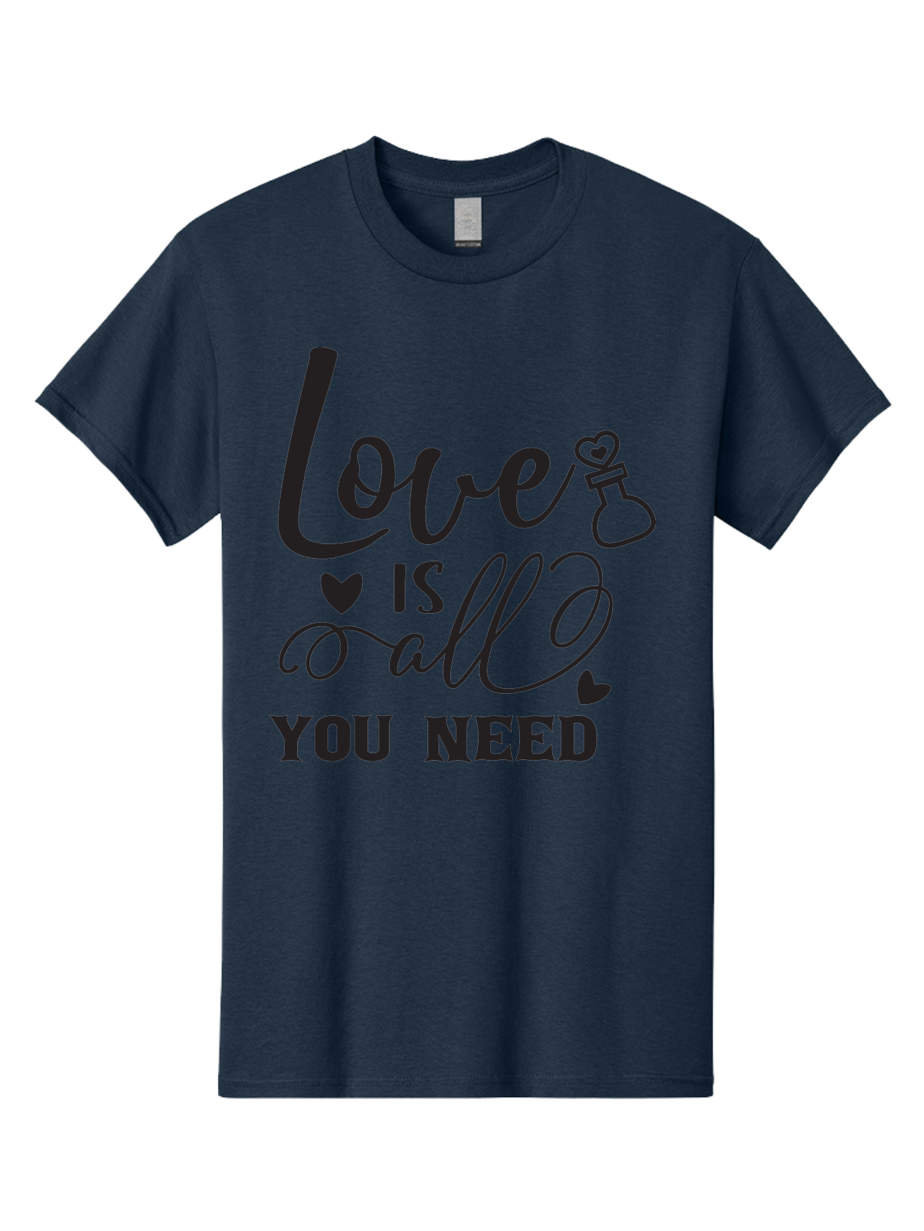 Love-Is-All-You-Need Men'S Graphic Tee, 100% Cotton, Comfortable Casual Summer Wear, Machine Washable, Love Quote, Inspirational Quote, Motivational Phrase, Heart Symbol, Love Potion, Romantic Message, Positive Affirmation, Aac975