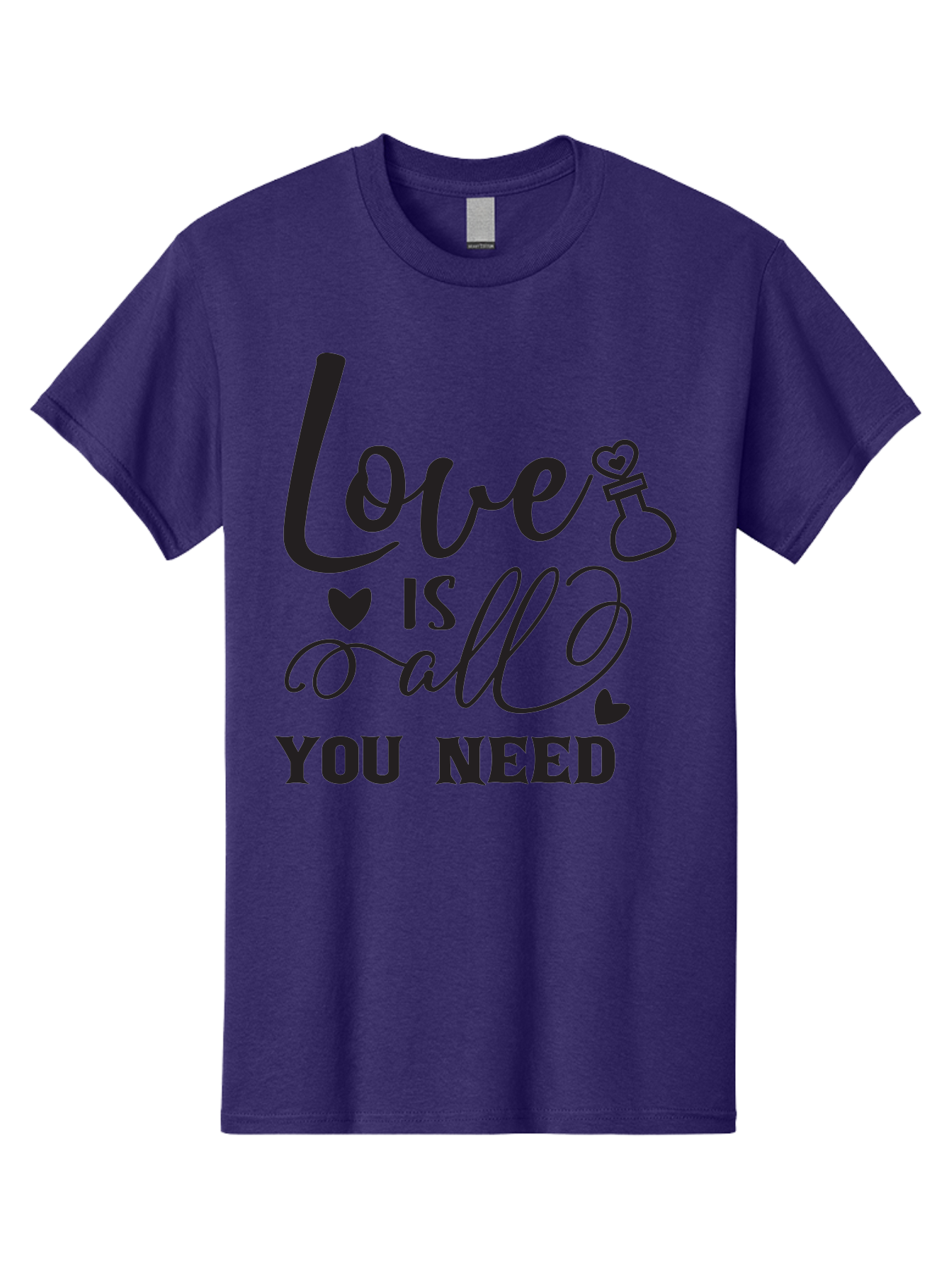 Love-Is-All-You-Need Men'S Graphic Tee, 100% Cotton, Comfortable Casual Summer Wear, Machine Washable, Love Quote, Inspirational Quote, Motivational Phrase, Heart Symbol, Love Potion, Romantic Message, Positive Affirmation, Aac975