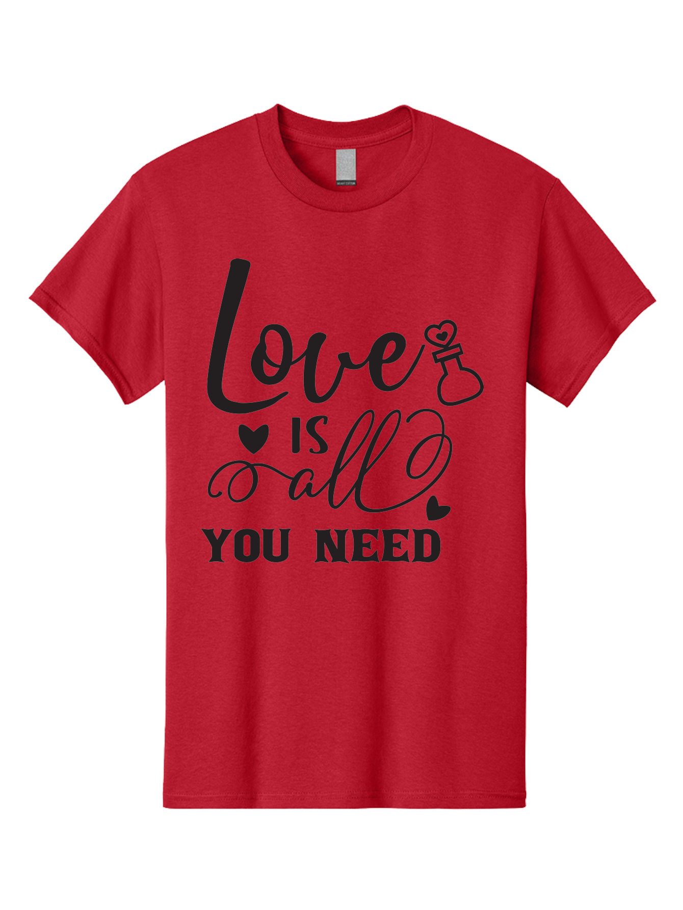 Love-Is-All-You-Need Men'S Graphic Tee, 100% Cotton, Comfortable Casual Summer Wear, Machine Washable, Love Quote, Inspirational Quote, Motivational Phrase, Heart Symbol, Love Potion, Romantic Message, Positive Affirmation, Aac975