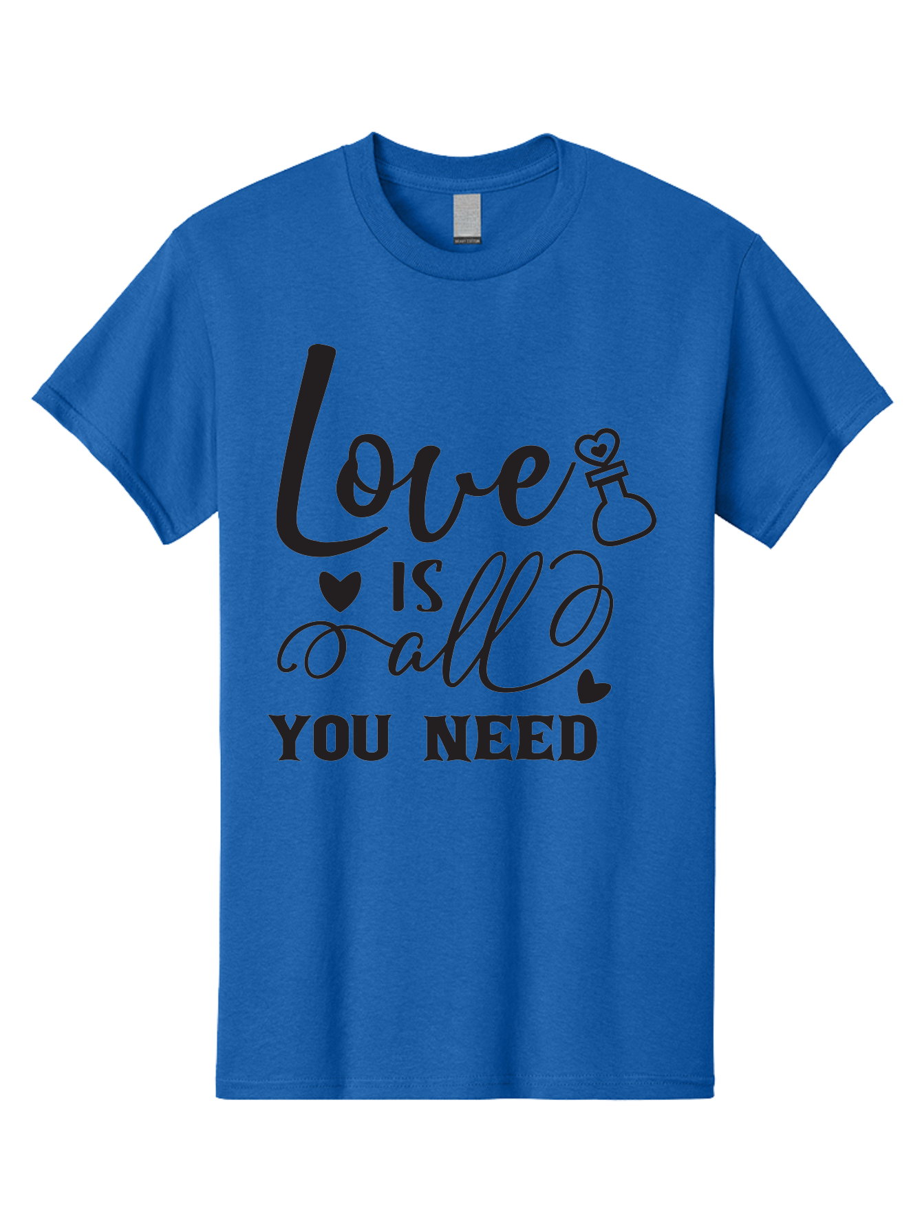 Love-Is-All-You-Need Men'S Graphic Tee, 100% Cotton, Comfortable Casual Summer Wear, Machine Washable, Love Quote, Inspirational Quote, Motivational Phrase, Heart Symbol, Love Potion, Romantic Message, Positive Affirmation, Aac975