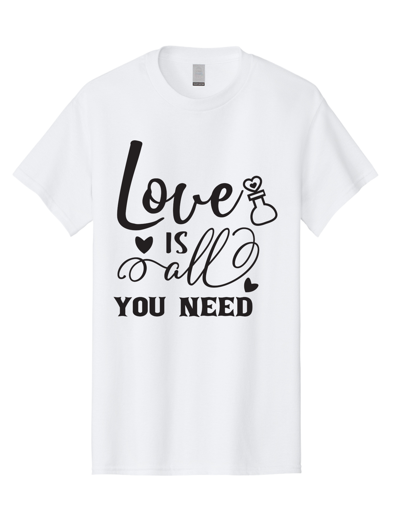 Love-Is-All-You-Need Men'S Graphic Tee, 100% Cotton, Comfortable Casual Summer Wear, Machine Washable, Love Quote, Inspirational Quote, Motivational Phrase, Heart Symbol, Love Potion, Romantic Message, Positive Affirmation, Aac975