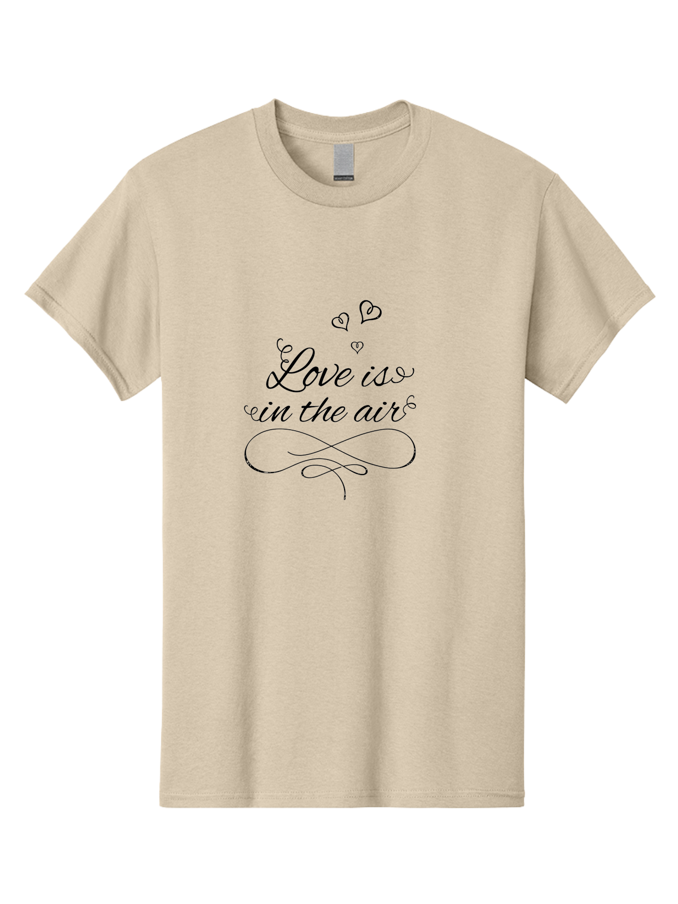 Love-Is-In-The-Air Men'S Graphic Tee, 100% Cotton, Comfortable Casual Summer Wear, Machine Washable, Love Is In The Air, Valentine'S Day Message, Romantic Quote, Calligraphy Style, Swirling Hearts, Whimsical Design, Elegant Typography, Aac976