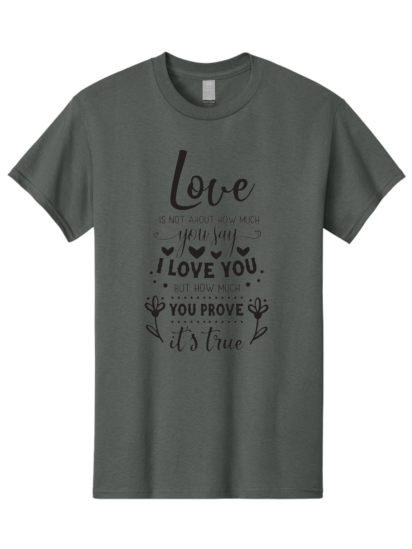 Love-Is-Not-About-How-Much-You-Say Men'S Graphic Tee, 100% Cotton, Comfortable Casual Summer Wear, Machine Washable, Love Quote, True Love, Relationship Goals, Romantic Quote, Heartfelt Message, I Love You, Prove Your Love, Love Is True Aac977