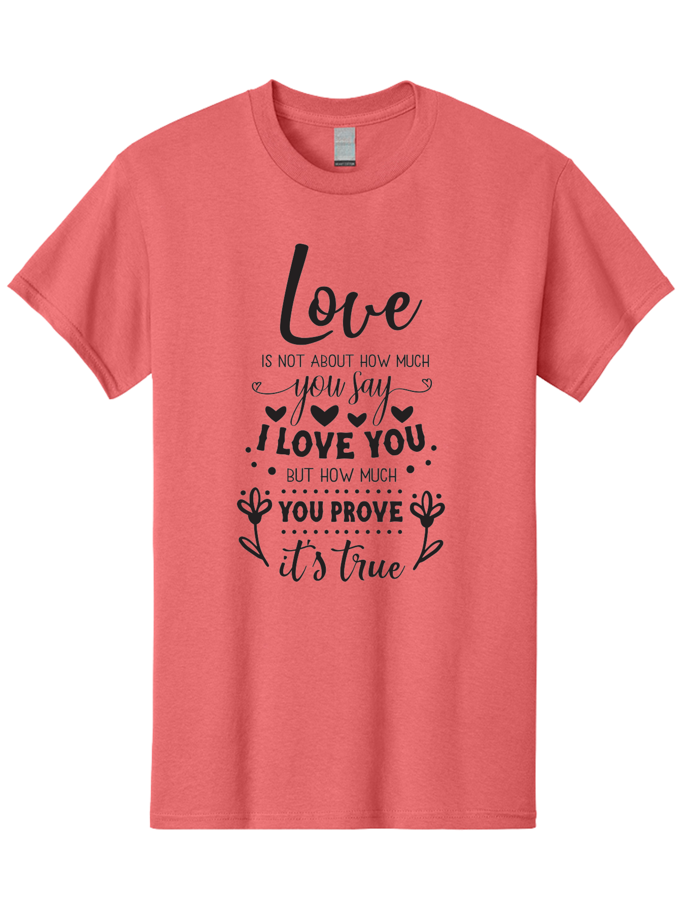 Love-Is-Not-About-How-Much-You-Say Men'S Graphic Tee, 100% Cotton, Comfortable Casual Summer Wear, Machine Washable, Love Quote, True Love, Relationship Goals, Romantic Quote, Heartfelt Message, I Love You, Prove Your Love, Love Is True Aac977