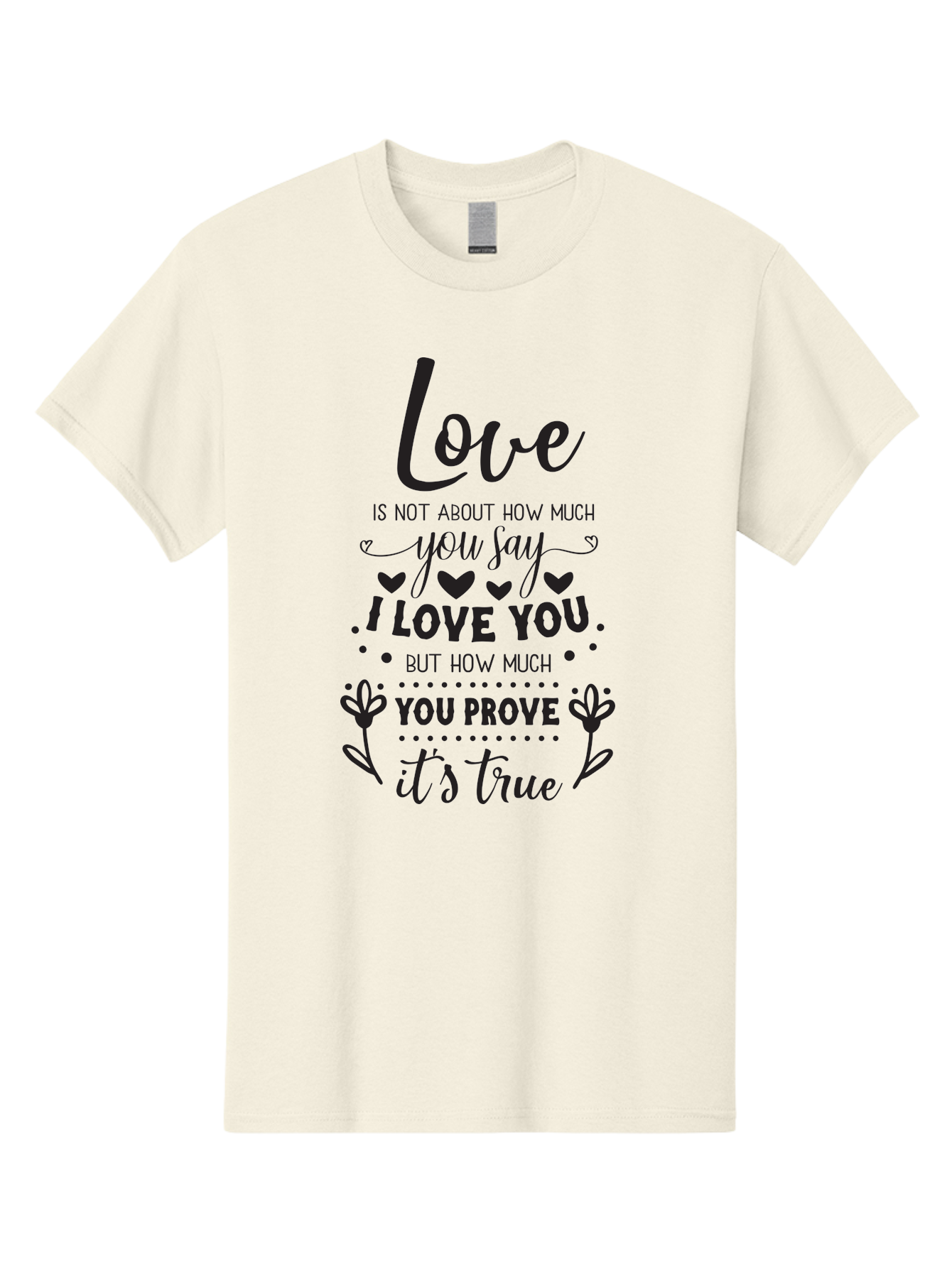 Love-Is-Not-About-How-Much-You-Say Men'S Graphic Tee, 100% Cotton, Comfortable Casual Summer Wear, Machine Washable, Love Quote, True Love, Relationship Goals, Romantic Quote, Heartfelt Message, I Love You, Prove Your Love, Love Is True Aac977