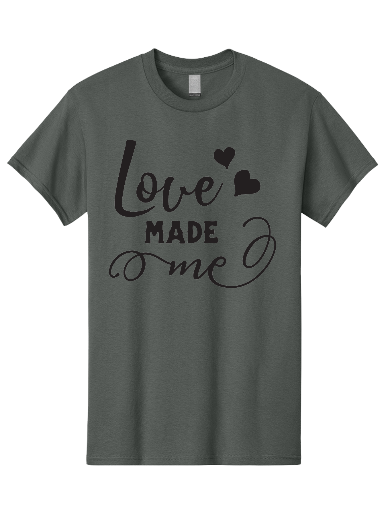 Love-Made-Me Men'S Graphic Tee, 100% Cotton, Comfortable Casual Summer Wear, Machine Washable, Love Quote, Heartwarming Phrase, Love Made Me, Inspirational Text, Black Text, Cursive Font, Heart Symbols, Love Message, Affectionate Words Aac979