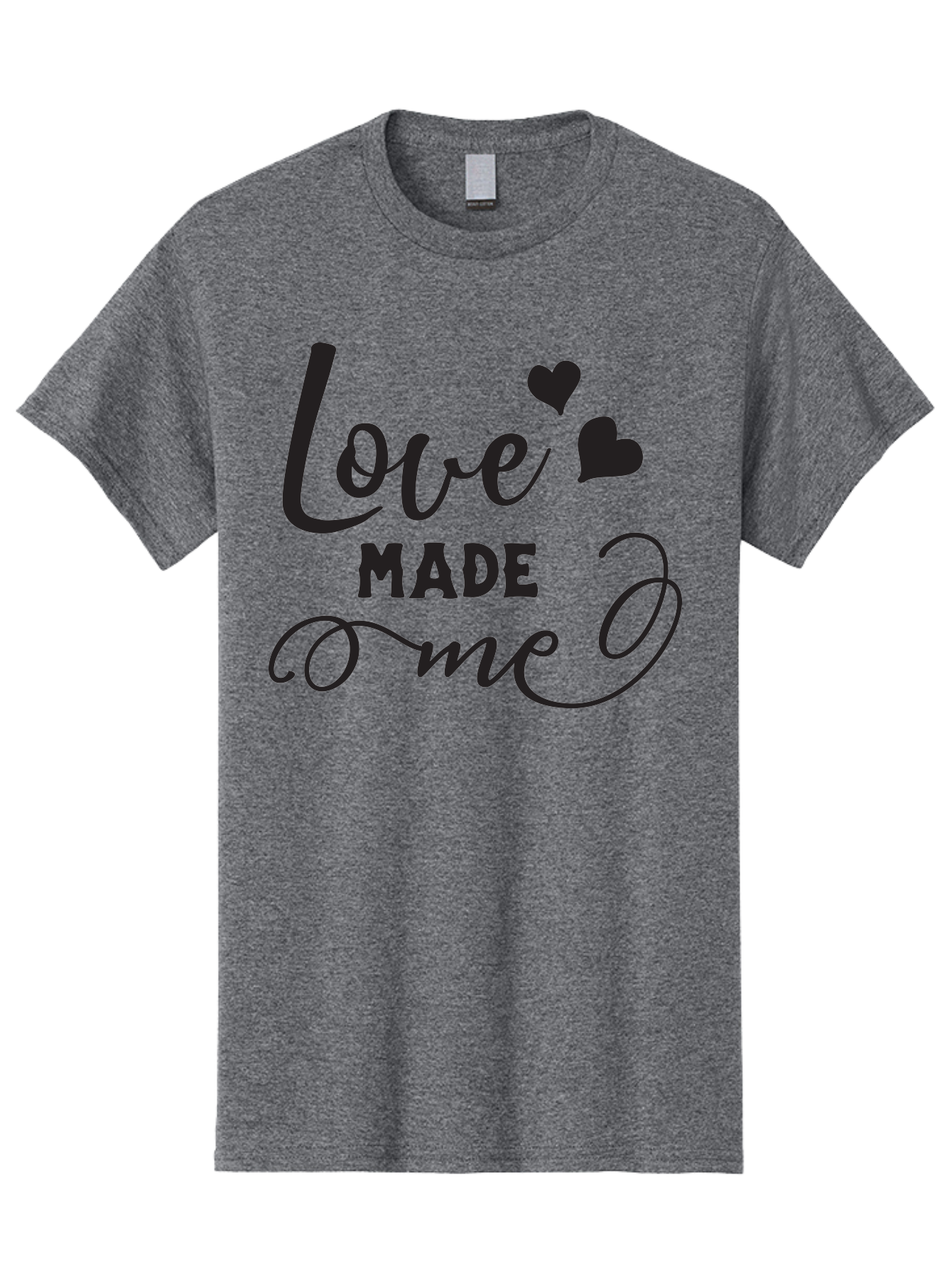 Love-Made-Me Men'S Graphic Tee, 100% Cotton, Comfortable Casual Summer Wear, Machine Washable, Love Quote, Heartwarming Phrase, Love Made Me, Inspirational Text, Black Text, Cursive Font, Heart Symbols, Love Message, Affectionate Words Aac979