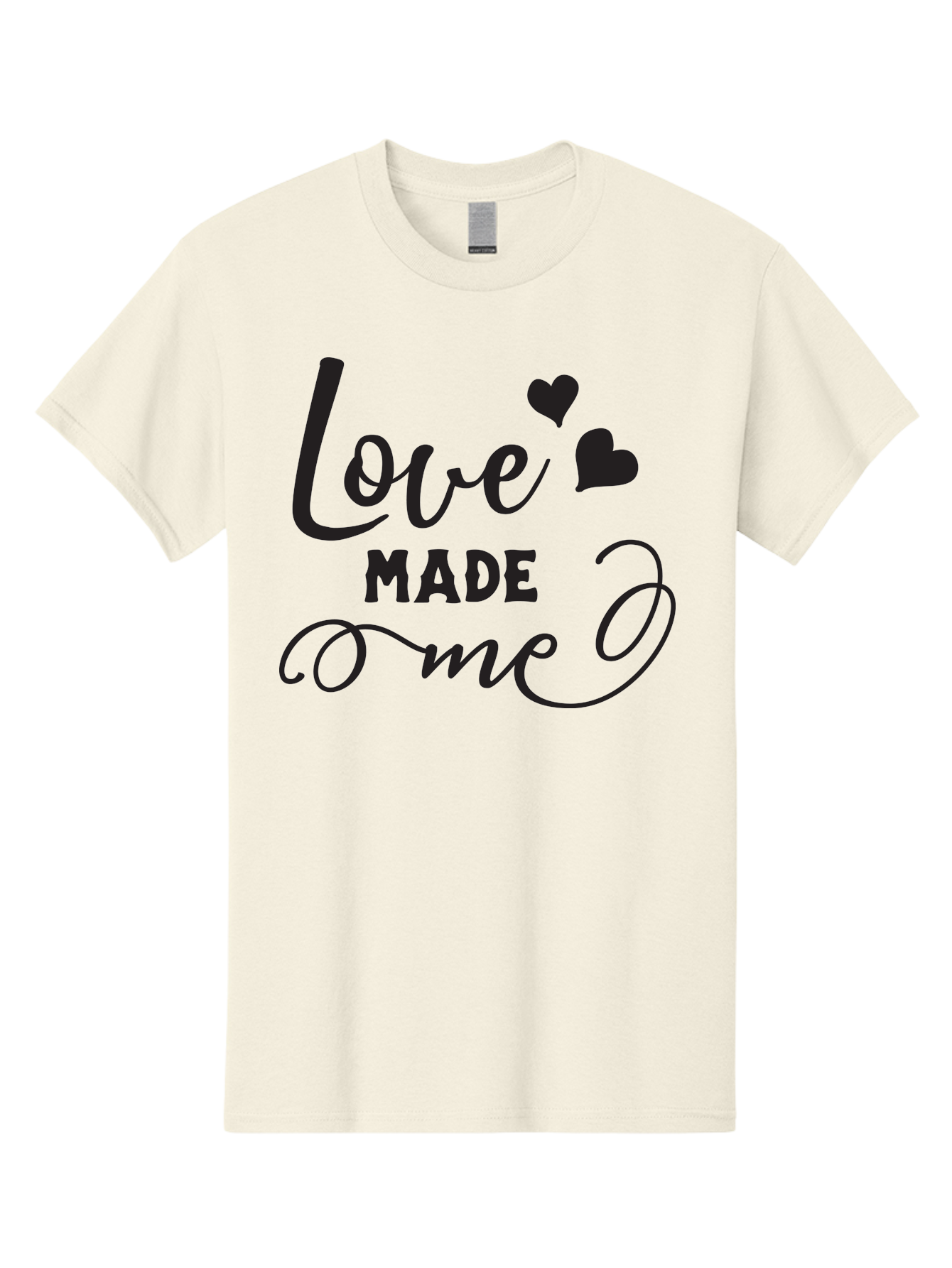 Love-Made-Me Men'S Graphic Tee, 100% Cotton, Comfortable Casual Summer Wear, Machine Washable, Love Quote, Heartwarming Phrase, Love Made Me, Inspirational Text, Black Text, Cursive Font, Heart Symbols, Love Message, Affectionate Words Aac979