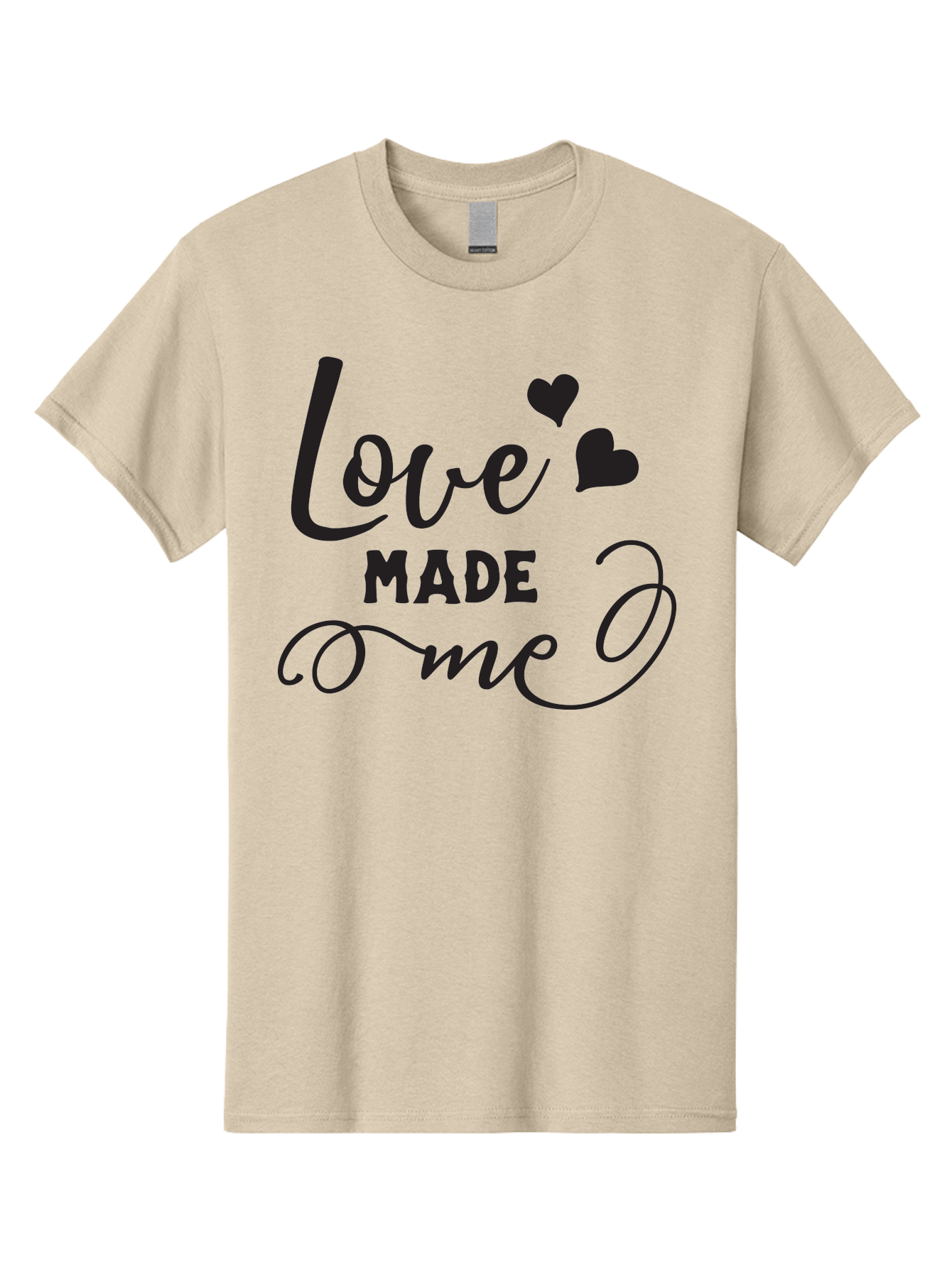 Love-Made-Me Men'S Graphic Tee, 100% Cotton, Comfortable Casual Summer Wear, Machine Washable, Love Quote, Heartwarming Phrase, Love Made Me, Inspirational Text, Black Text, Cursive Font, Heart Symbols, Love Message, Affectionate Words Aac979