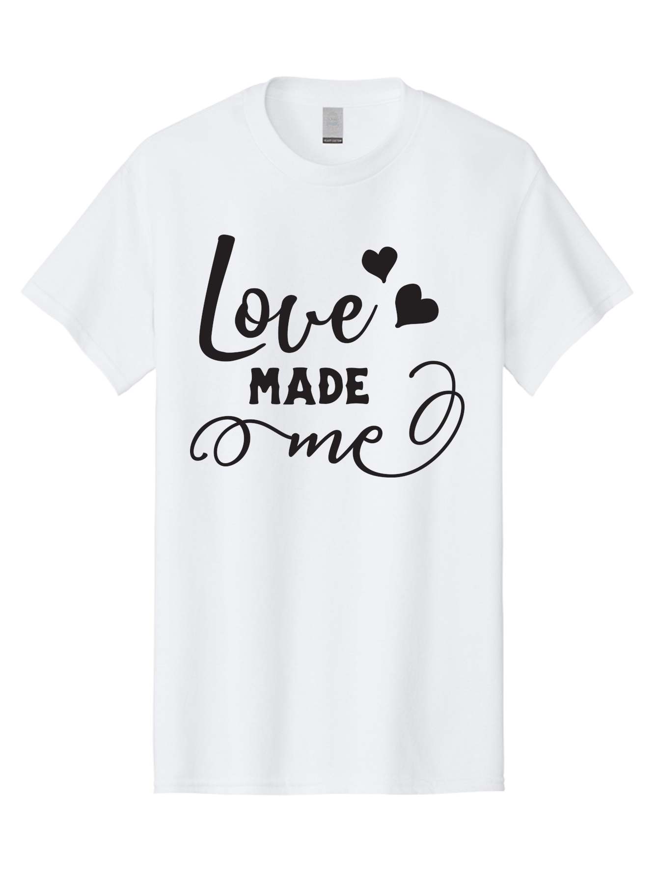 Love-Made-Me Men'S Graphic Tee, 100% Cotton, Comfortable Casual Summer Wear, Machine Washable, Love Quote, Heartwarming Phrase, Love Made Me, Inspirational Text, Black Text, Cursive Font, Heart Symbols, Love Message, Affectionate Words Aac979