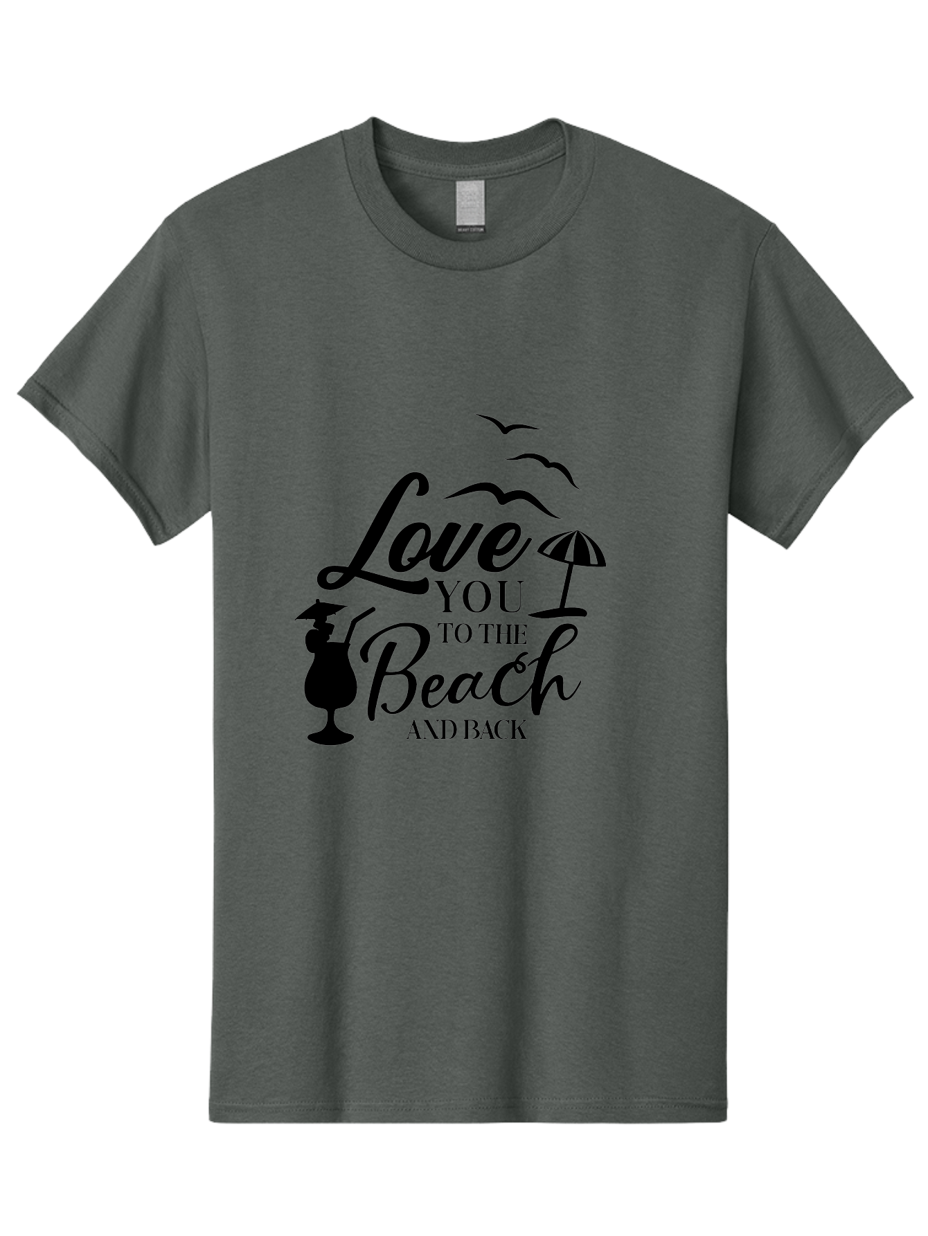 Love-You-To-The-Beach-And-Back Men'S Graphic Tee, 100% Cotton, Comfortable Casual Summer Wear, Machine Washable, Beach Love Quote, Seaside Charm, Coastal Vibes, Summer Romance, Tropical Getaway, Ocean Breeze, Birds Flying, Aac981