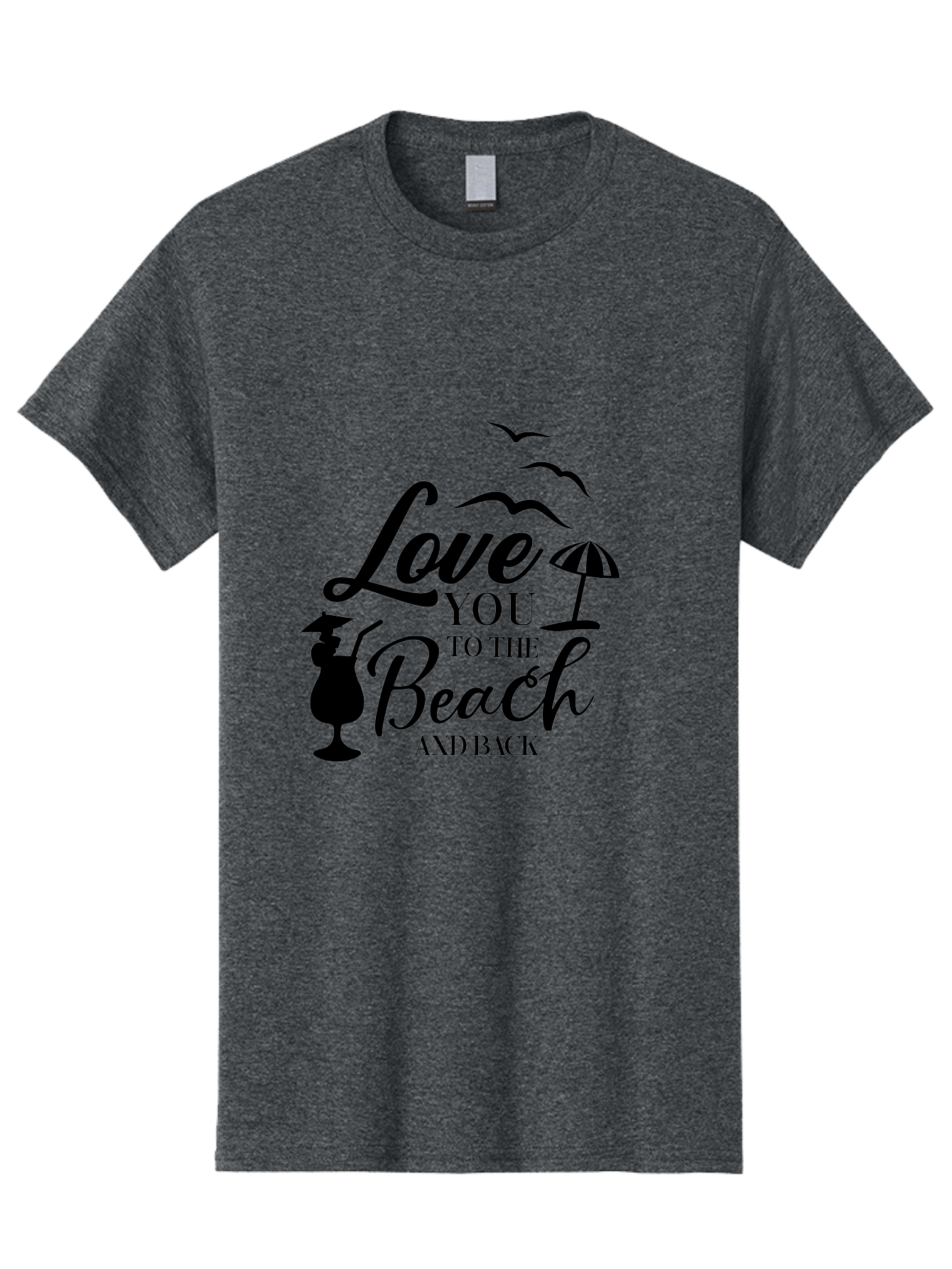 Love-You-To-The-Beach-And-Back Men'S Graphic Tee, 100% Cotton, Comfortable Casual Summer Wear, Machine Washable, Beach Love Quote, Seaside Charm, Coastal Vibes, Summer Romance, Tropical Getaway, Ocean Breeze, Birds Flying, Aac981