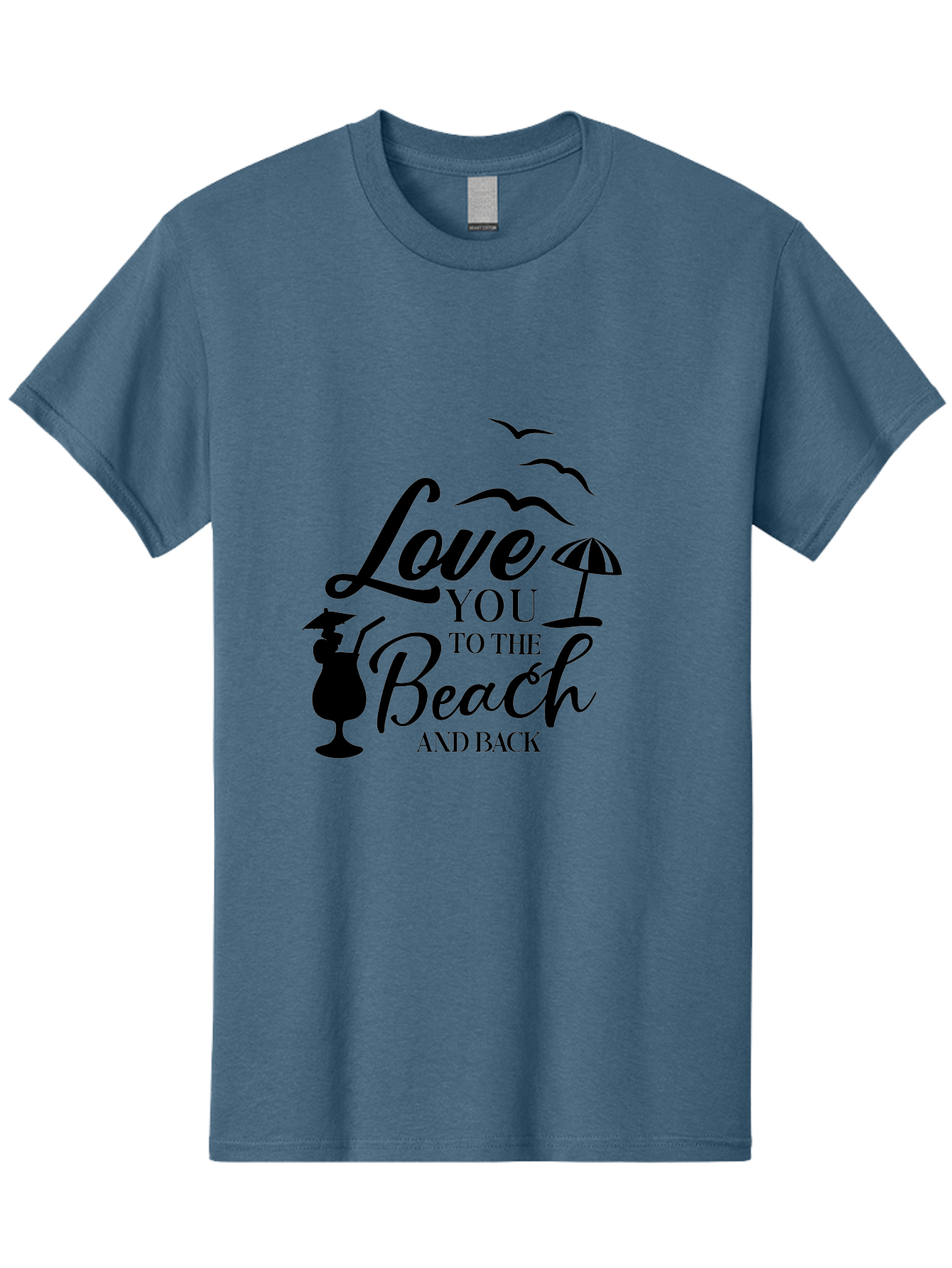 Love-You-To-The-Beach-And-Back Men'S Graphic Tee, 100% Cotton, Comfortable Casual Summer Wear, Machine Washable, Beach Love Quote, Seaside Charm, Coastal Vibes, Summer Romance, Tropical Getaway, Ocean Breeze, Birds Flying, Aac981