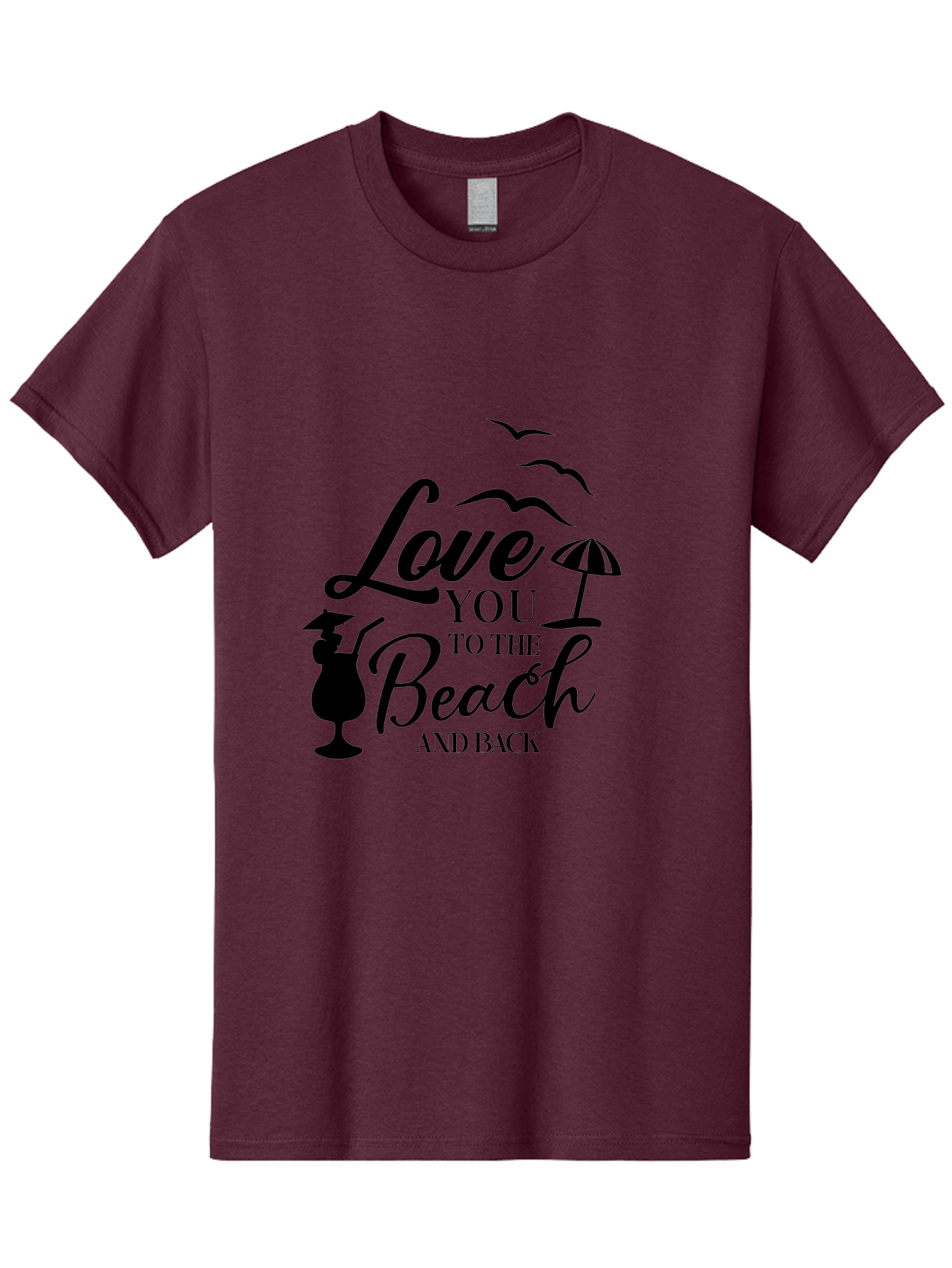 Love-You-To-The-Beach-And-Back Men'S Graphic Tee, 100% Cotton, Comfortable Casual Summer Wear, Machine Washable, Beach Love Quote, Seaside Charm, Coastal Vibes, Summer Romance, Tropical Getaway, Ocean Breeze, Birds Flying, Aac981