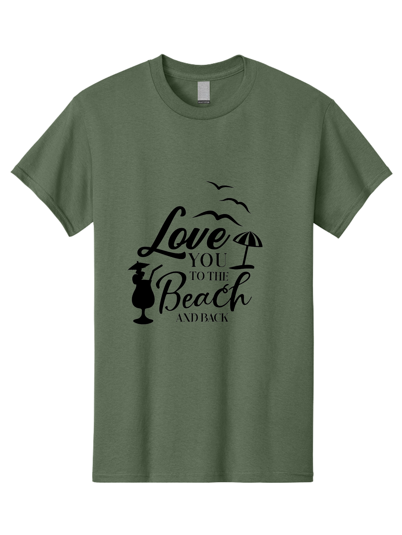 Love-You-To-The-Beach-And-Back Men'S Graphic Tee, 100% Cotton, Comfortable Casual Summer Wear, Machine Washable, Beach Love Quote, Seaside Charm, Coastal Vibes, Summer Romance, Tropical Getaway, Ocean Breeze, Birds Flying, Aac981