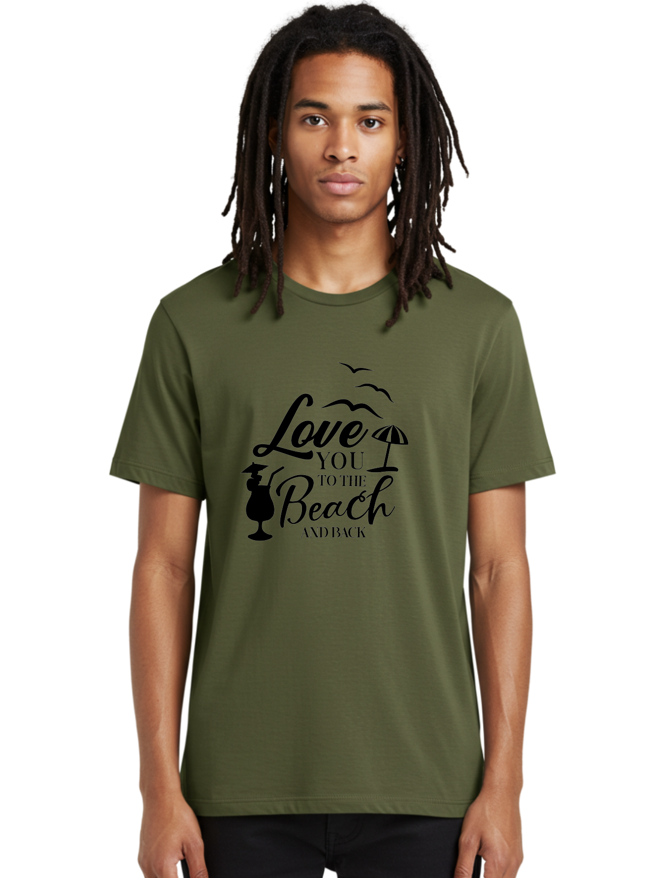 Love-You-To-The-Beach-And-Back Men'S Graphic Tee, 100% Cotton, Comfortable Casual Summer Wear, Machine Washable, Beach Love Quote, Seaside Charm, Coastal Vibes, Summer Romance, Tropical Getaway, Ocean Breeze, Birds Flying, Aac981