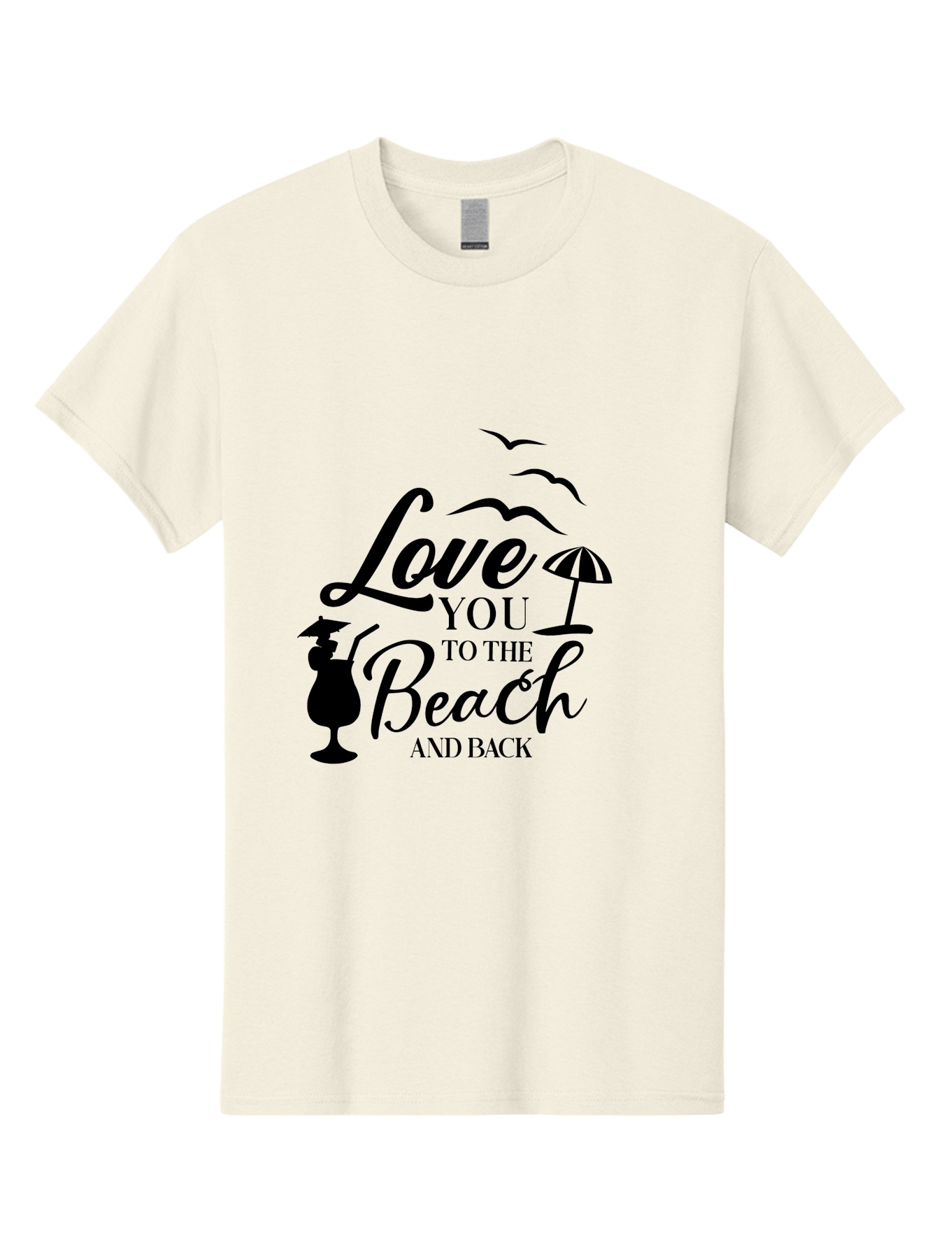 Love-You-To-The-Beach-And-Back Men'S Graphic Tee, 100% Cotton, Comfortable Casual Summer Wear, Machine Washable, Beach Love Quote, Seaside Charm, Coastal Vibes, Summer Romance, Tropical Getaway, Ocean Breeze, Birds Flying, Aac981