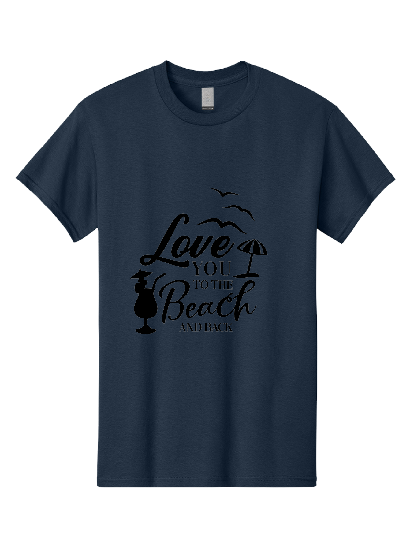 Love-You-To-The-Beach-And-Back Men'S Graphic Tee, 100% Cotton, Comfortable Casual Summer Wear, Machine Washable, Beach Love Quote, Seaside Charm, Coastal Vibes, Summer Romance, Tropical Getaway, Ocean Breeze, Birds Flying, Aac981