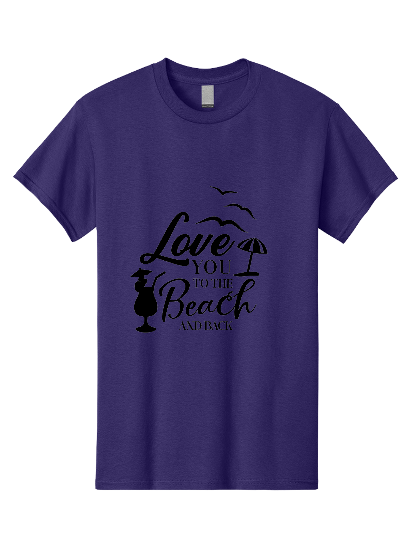 Love-You-To-The-Beach-And-Back Men'S Graphic Tee, 100% Cotton, Comfortable Casual Summer Wear, Machine Washable, Beach Love Quote, Seaside Charm, Coastal Vibes, Summer Romance, Tropical Getaway, Ocean Breeze, Birds Flying, Aac981