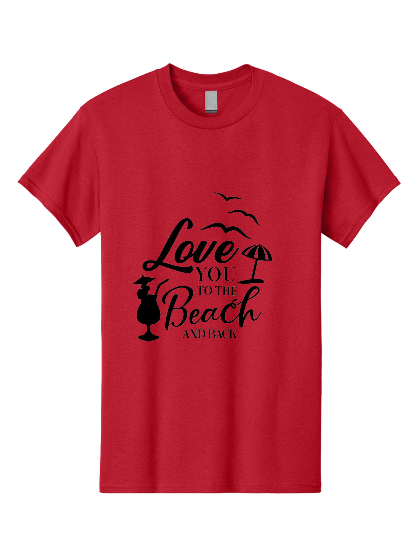 Love-You-To-The-Beach-And-Back Men'S Graphic Tee, 100% Cotton, Comfortable Casual Summer Wear, Machine Washable, Beach Love Quote, Seaside Charm, Coastal Vibes, Summer Romance, Tropical Getaway, Ocean Breeze, Birds Flying, Aac981