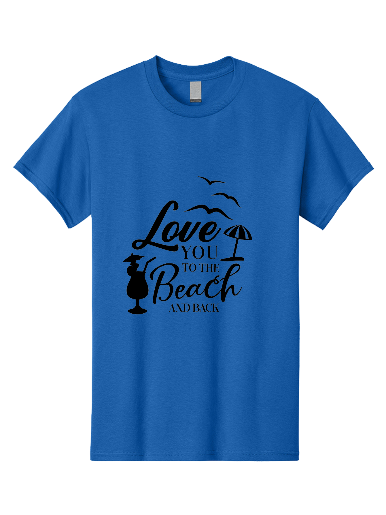 Love-You-To-The-Beach-And-Back Men'S Graphic Tee, 100% Cotton, Comfortable Casual Summer Wear, Machine Washable, Beach Love Quote, Seaside Charm, Coastal Vibes, Summer Romance, Tropical Getaway, Ocean Breeze, Birds Flying, Aac981