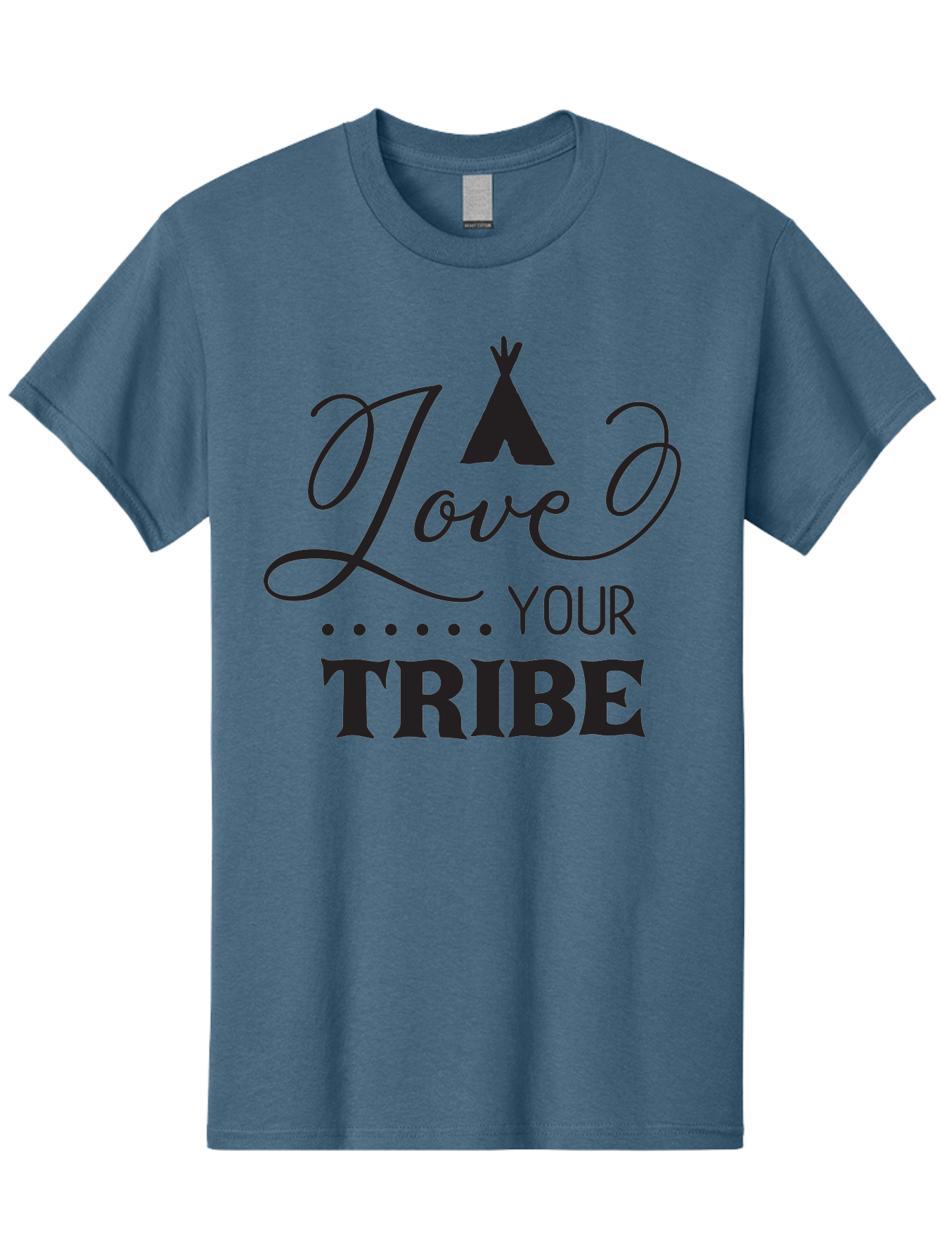 Love-Your-Tribe Men'S Graphic Tee, 100% Cotton, Comfortable Casual Summer Wear, Machine Washable, Love Your Tribe, Tribal Love, Motivational Quote, Inspirational Saying, Teepee Symbol, Unity Phrase, Community Message, Typographic Art Aac982