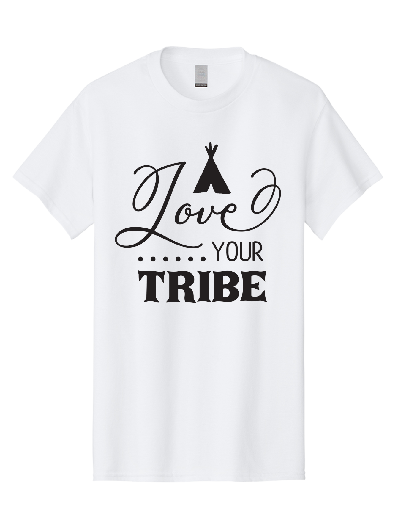 Love-Your-Tribe Men'S Graphic Tee, 100% Cotton, Comfortable Casual Summer Wear, Machine Washable, Love Your Tribe, Tribal Love, Motivational Quote, Inspirational Saying, Teepee Symbol, Unity Phrase, Community Message, Typographic Art Aac982