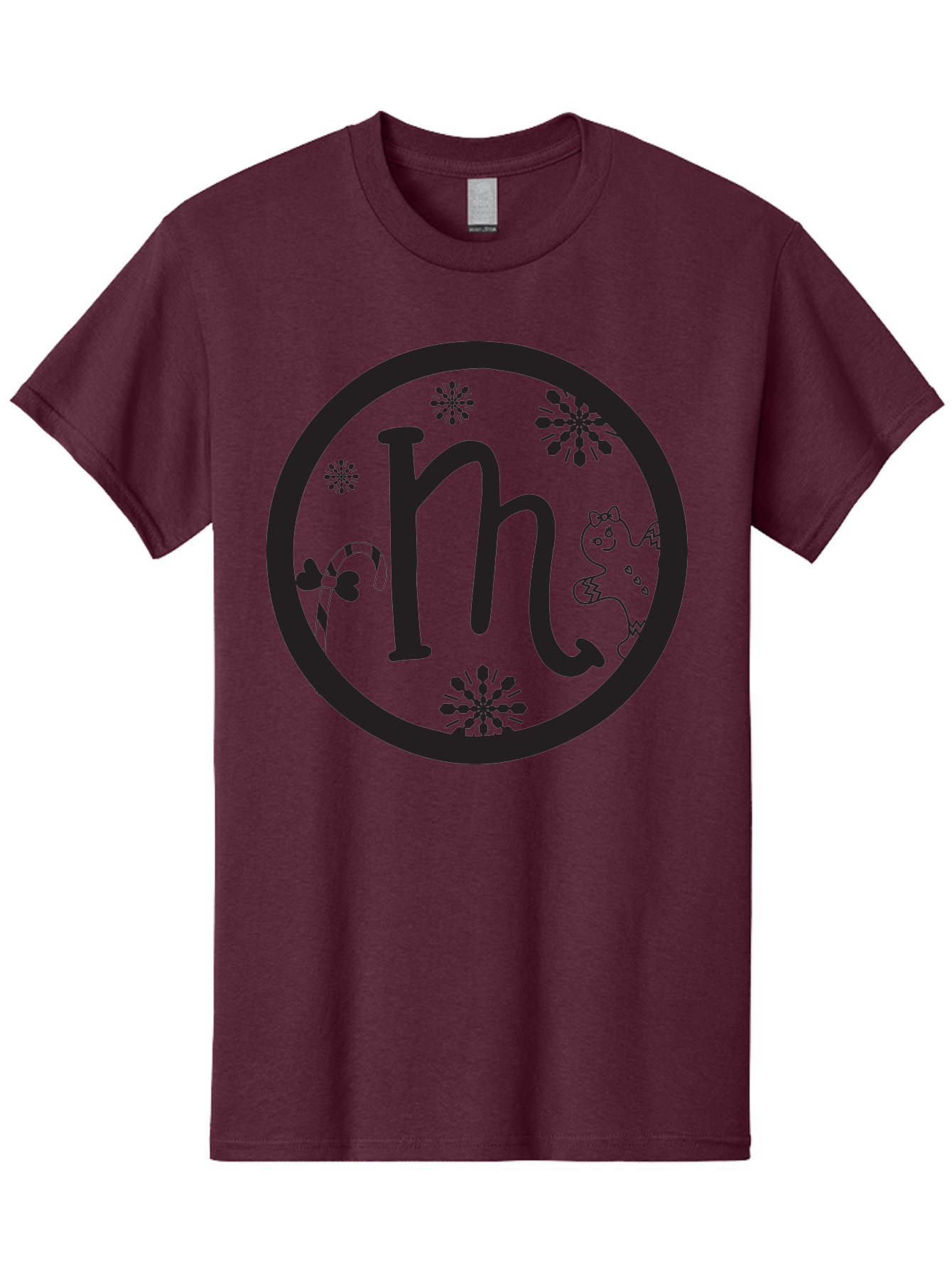 M Men'S Graphic Tee, 100% Cotton, Comfortable Casual Summer Wear, Machine Washable, Black Letter M, Floral Designs, Whimsical Cat, Playful Illustration, Decorative Circle, Cute Cartoon Character, Lovely Doodles, Artistic Typography Aac984