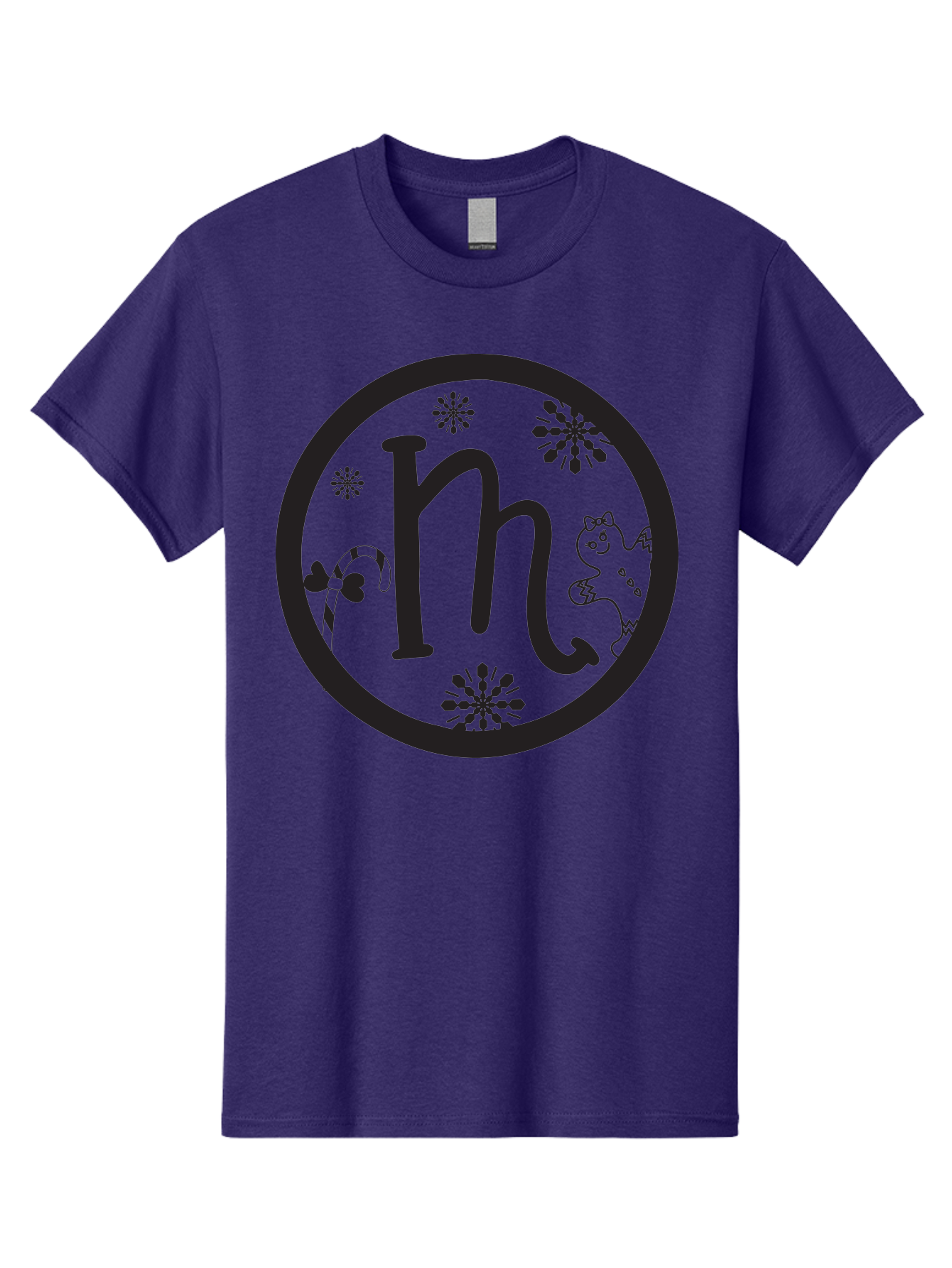 M Men'S Graphic Tee, 100% Cotton, Comfortable Casual Summer Wear, Machine Washable, Black Letter M, Floral Designs, Whimsical Cat, Playful Illustration, Decorative Circle, Cute Cartoon Character, Lovely Doodles, Artistic Typography Aac984