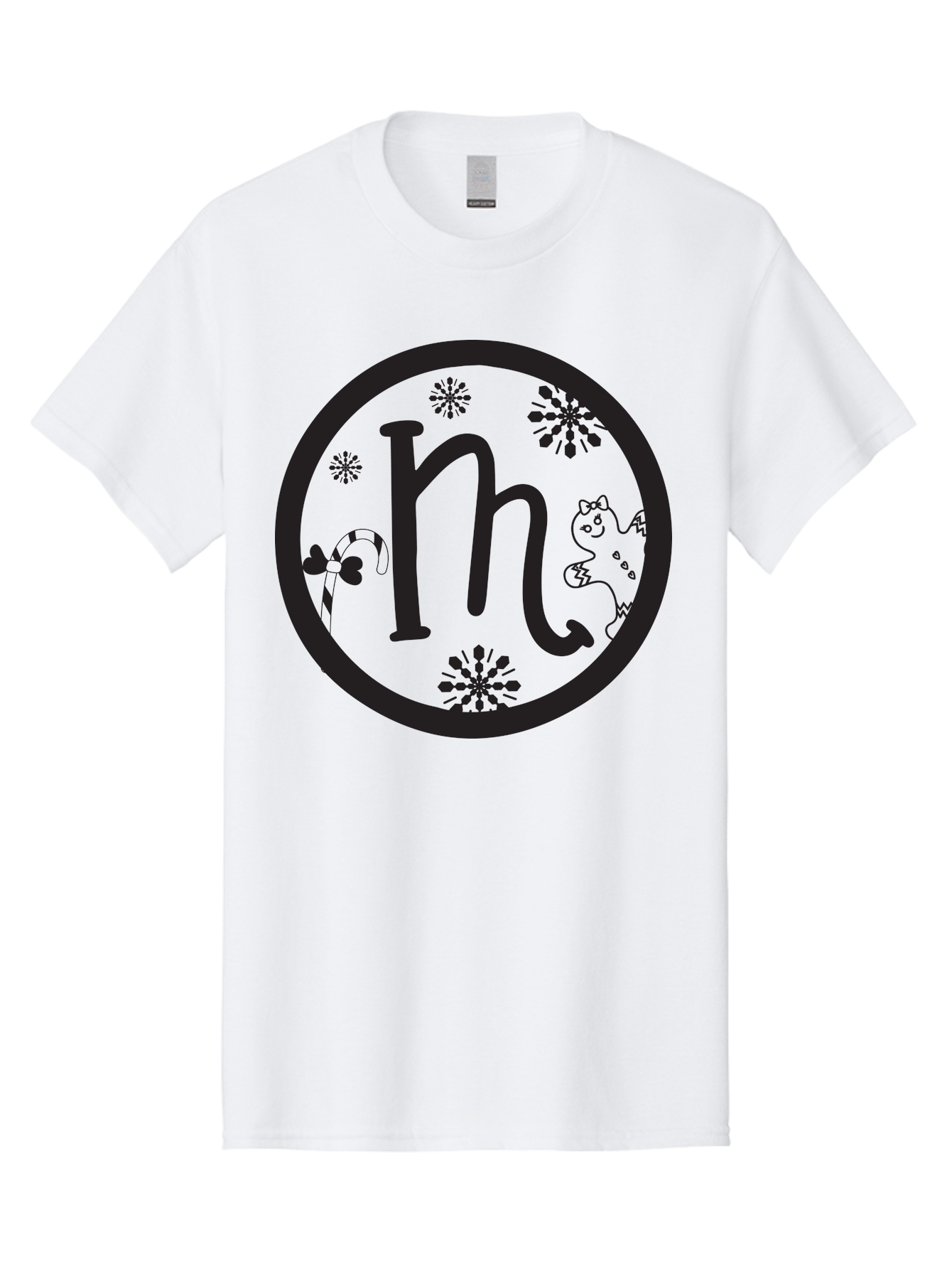 M Men'S Graphic Tee, 100% Cotton, Comfortable Casual Summer Wear, Machine Washable, Black Letter M, Floral Designs, Whimsical Cat, Playful Illustration, Decorative Circle, Cute Cartoon Character, Lovely Doodles, Artistic Typography Aac984