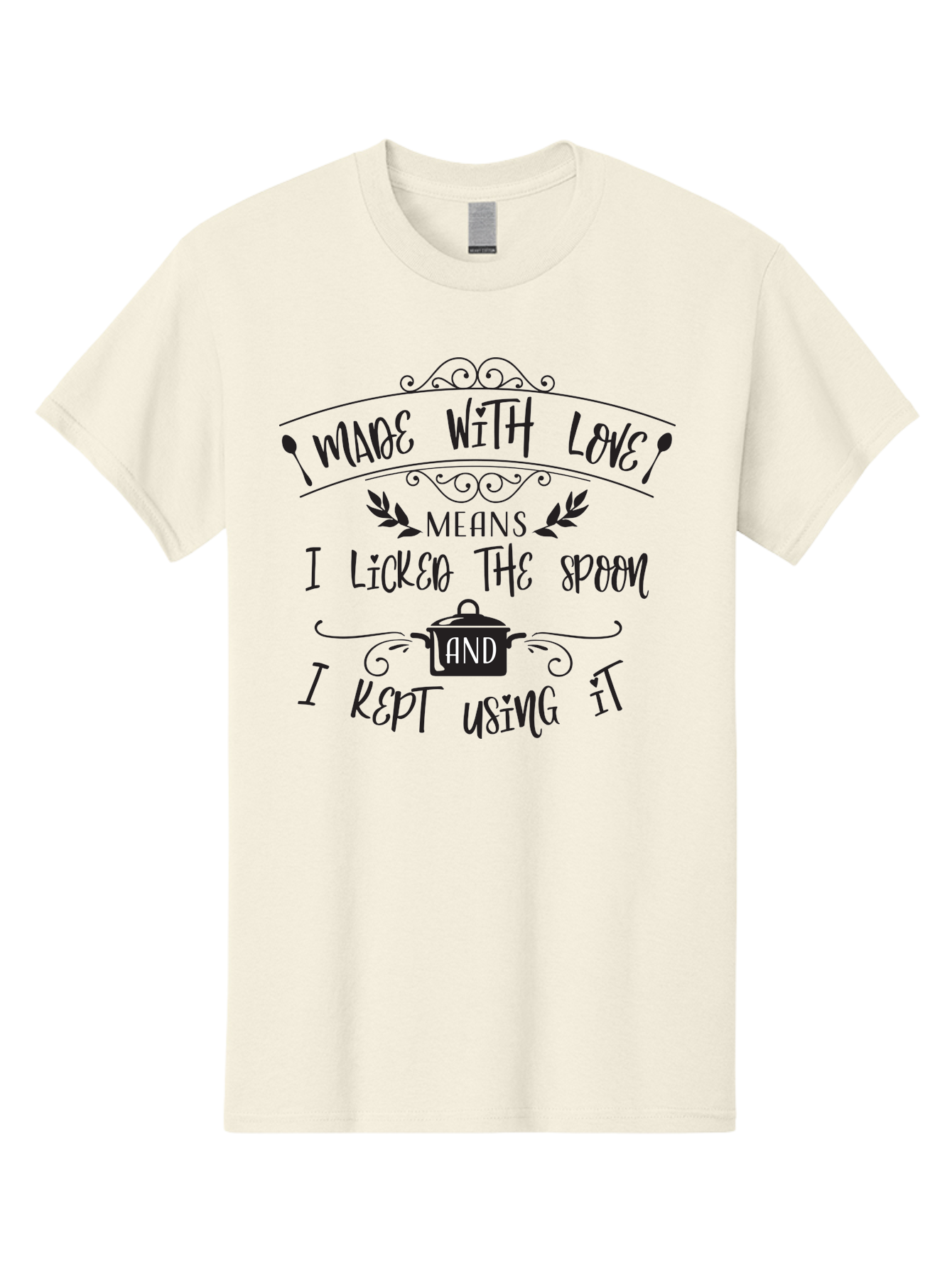 Made-With-Love Men'S Graphic Tee, 100% Cotton, Comfortable Casual Summer Wear, Machine Washable, Humorous Quote, Kitchen Humor, Cooking With Love, Funny Kitchen Signs, Witty Sayings, Playful Kitchen Decor, Cooking Quotes Aac985
