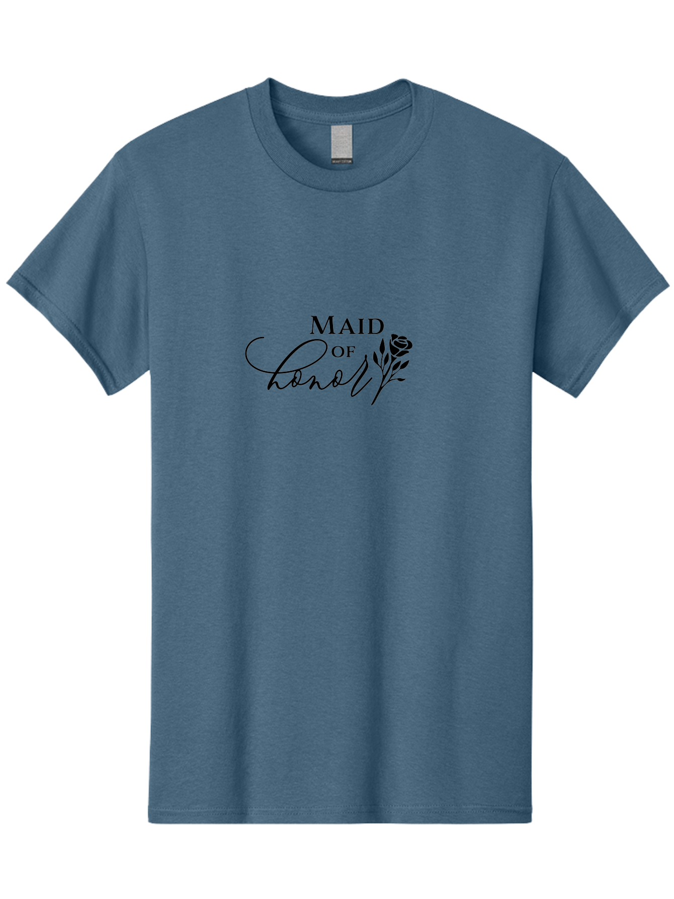 Maid-Of-Honor Men'S Graphic Tee, 100% Cotton, Comfortable Casual Summer Wear, Machine Washable, Maid Of Honor, Wedding Party, Bridesmaid, Rose Illustration, Elegant Typography, Calligraphy, Wedding Theme, Black Text Aac986
