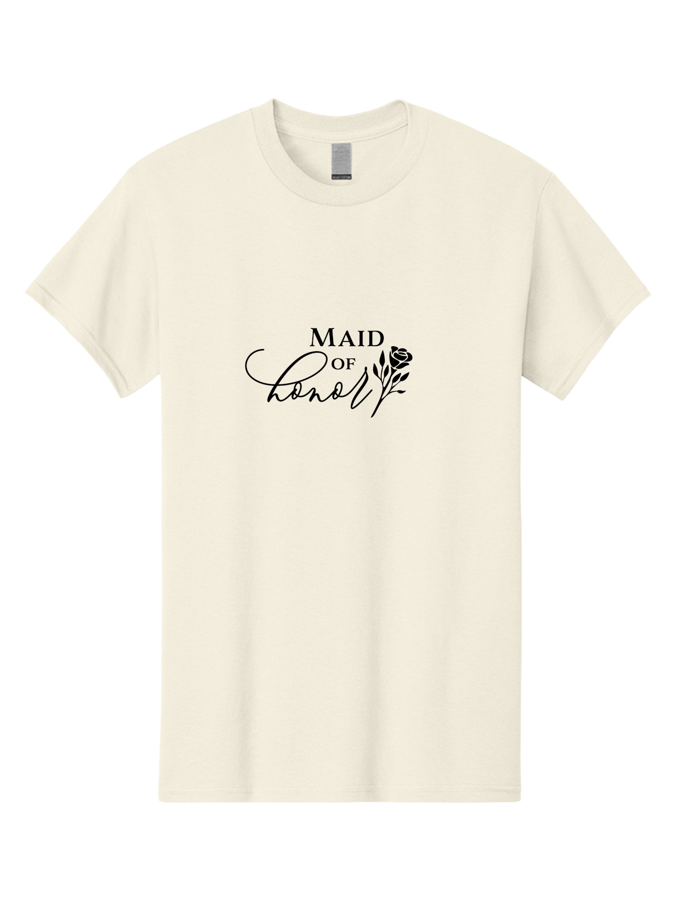 Maid-Of-Honor Men'S Graphic Tee, 100% Cotton, Comfortable Casual Summer Wear, Machine Washable, Maid Of Honor, Wedding Party, Bridesmaid, Rose Illustration, Elegant Typography, Calligraphy, Wedding Theme, Black Text Aac986