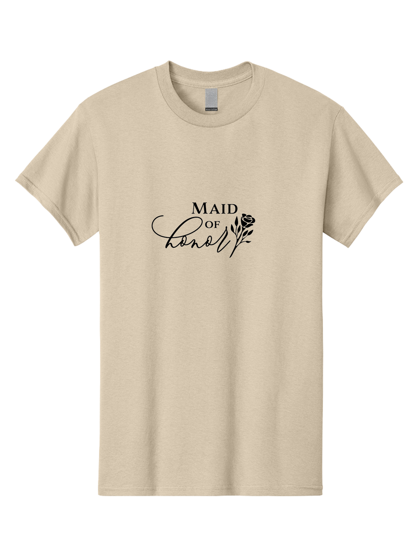 Maid-Of-Honor Men'S Graphic Tee, 100% Cotton, Comfortable Casual Summer Wear, Machine Washable, Maid Of Honor, Wedding Party, Bridesmaid, Rose Illustration, Elegant Typography, Calligraphy, Wedding Theme, Black Text Aac986