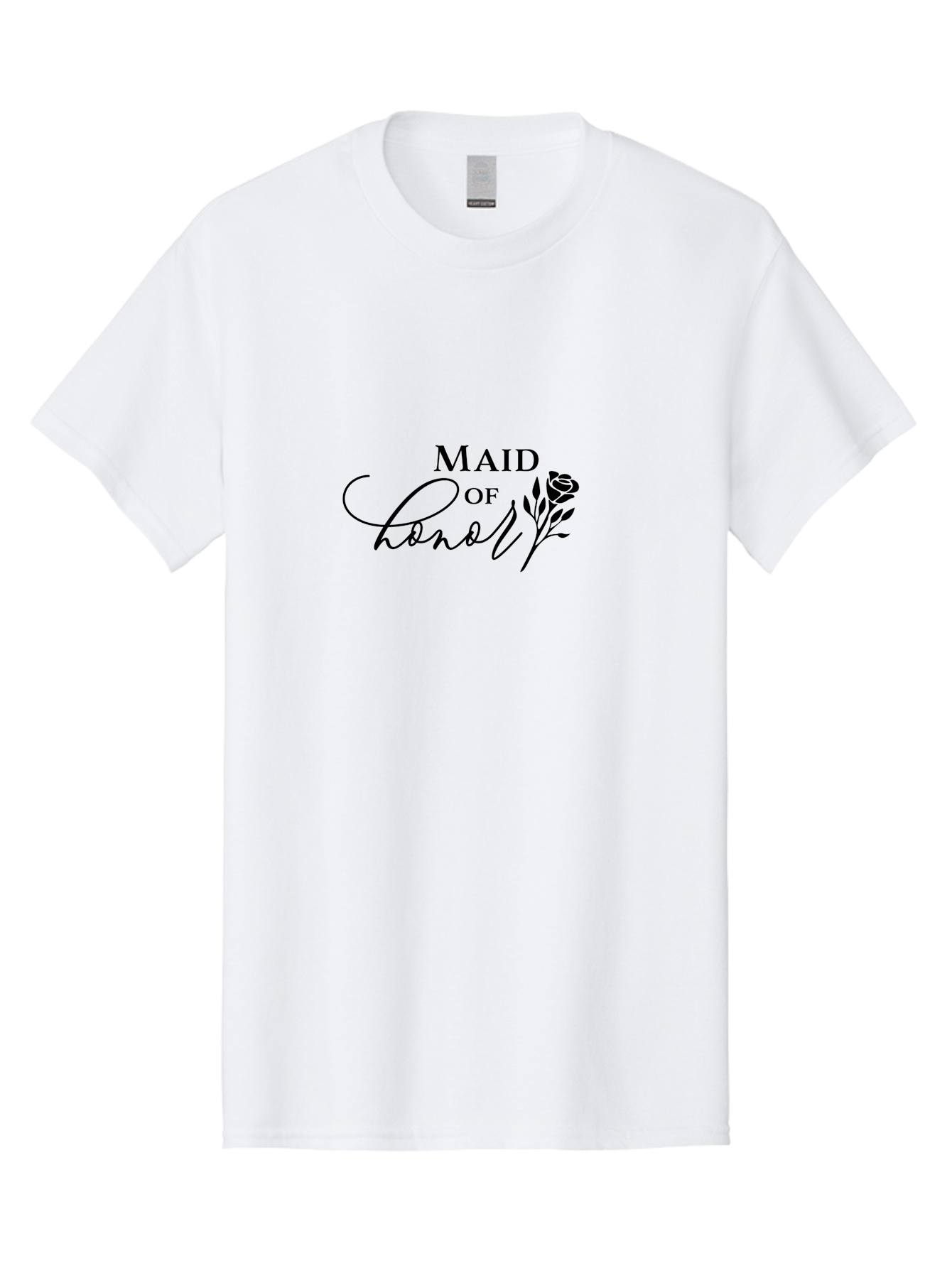 Maid-Of-Honor Men'S Graphic Tee, 100% Cotton, Comfortable Casual Summer Wear, Machine Washable, Maid Of Honor, Wedding Party, Bridesmaid, Rose Illustration, Elegant Typography, Calligraphy, Wedding Theme, Black Text Aac986