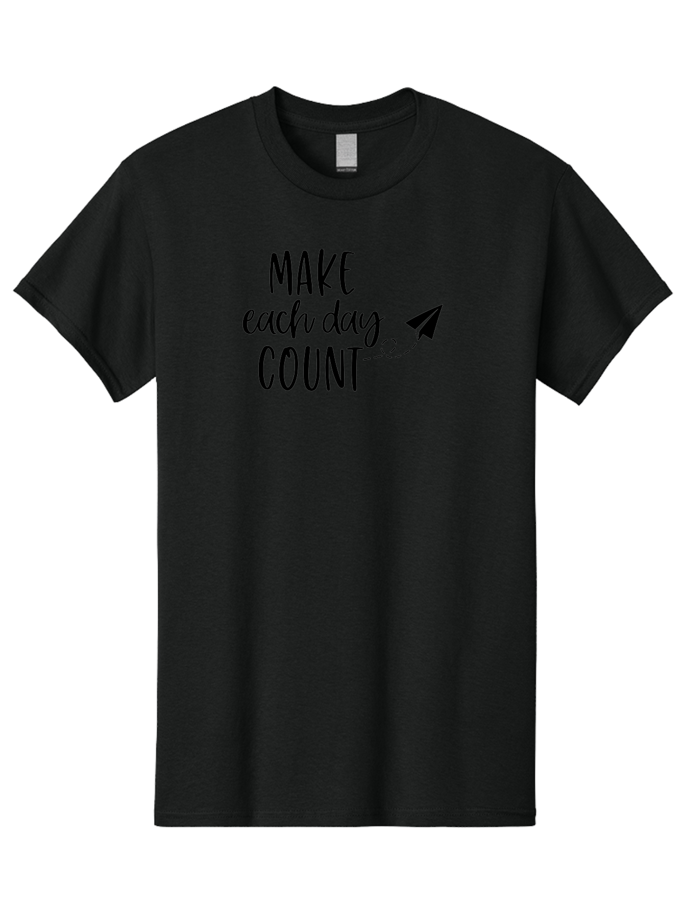 Make-Each-Day-Count Men'S Graphic Tee, 100% Cotton, Comfortable Casual Summer Wear, Machine Washable, Motivational Quote, Inspirational Message, Daily Motivation, Make Each Day Count, Positivity, Paper Airplane, Motivational Art, Goal Setting, Aac987