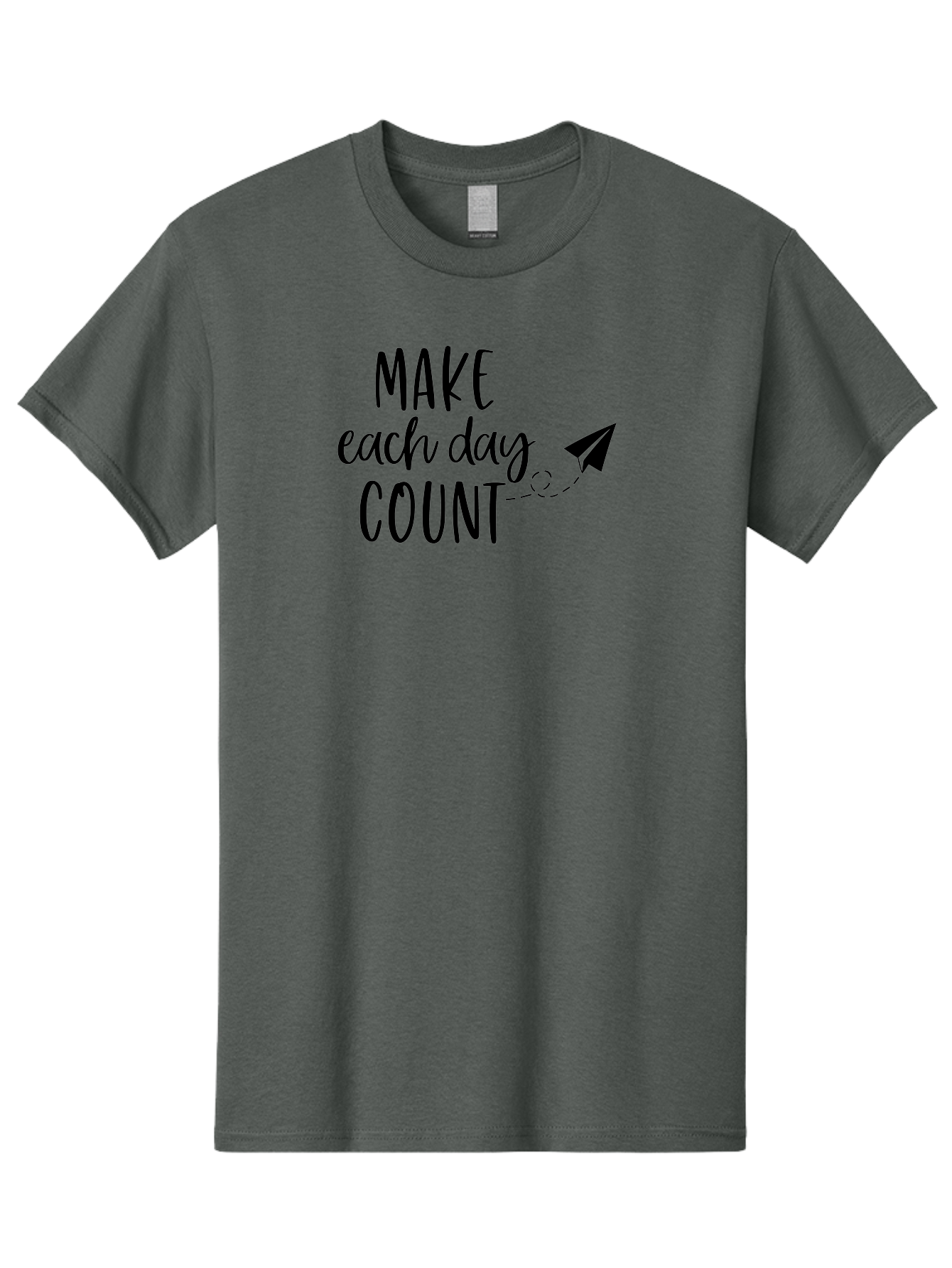Make-Each-Day-Count Men'S Graphic Tee, 100% Cotton, Comfortable Casual Summer Wear, Machine Washable, Motivational Quote, Inspirational Message, Daily Motivation, Make Each Day Count, Positivity, Paper Airplane, Motivational Art, Goal Setting, Aac987